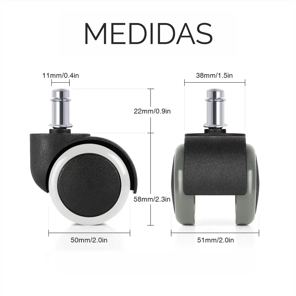Ruedas Para Silla Escritorio Tipo Roller Set 5 Universales - gris 5