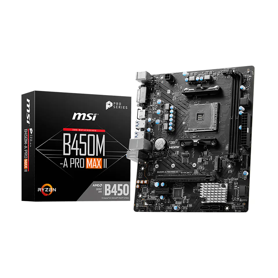 Placa Madre MSI B450M PRO-A MAX II, AMD AM4, 2x DDR4, mATX 1