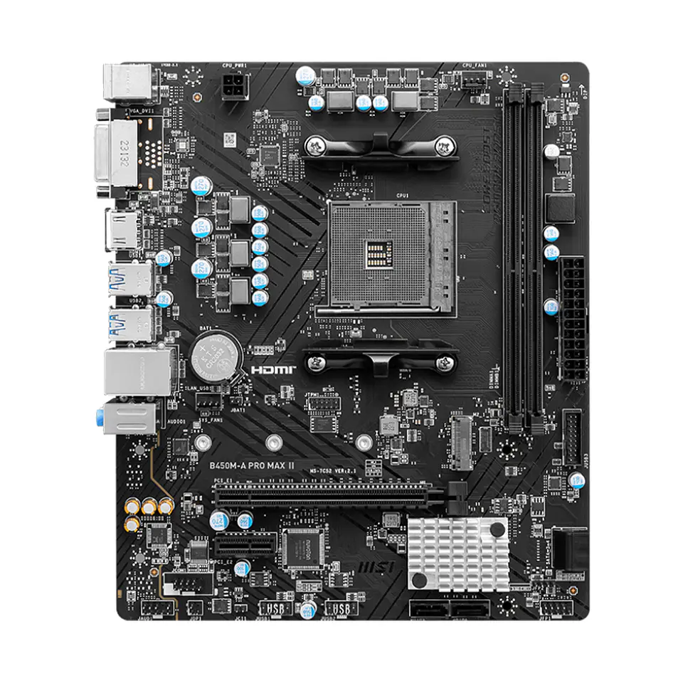 Placa Madre MSI B450M PRO-A MAX II, AMD AM4, 2x DDR4, mATX 2