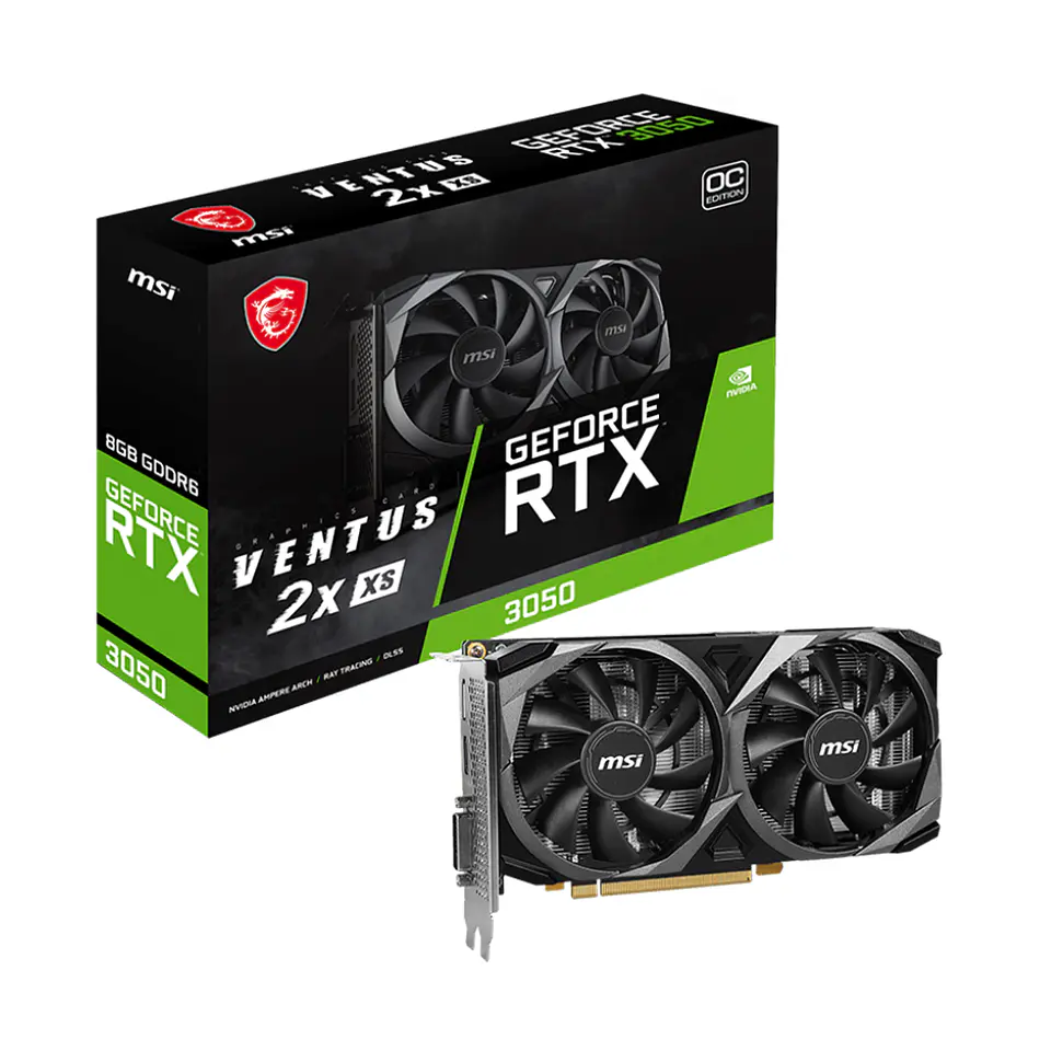 Tarjeta de Video MSI RTX 3050 Ventus 2X XS 8G OC GDDR6 128b 1