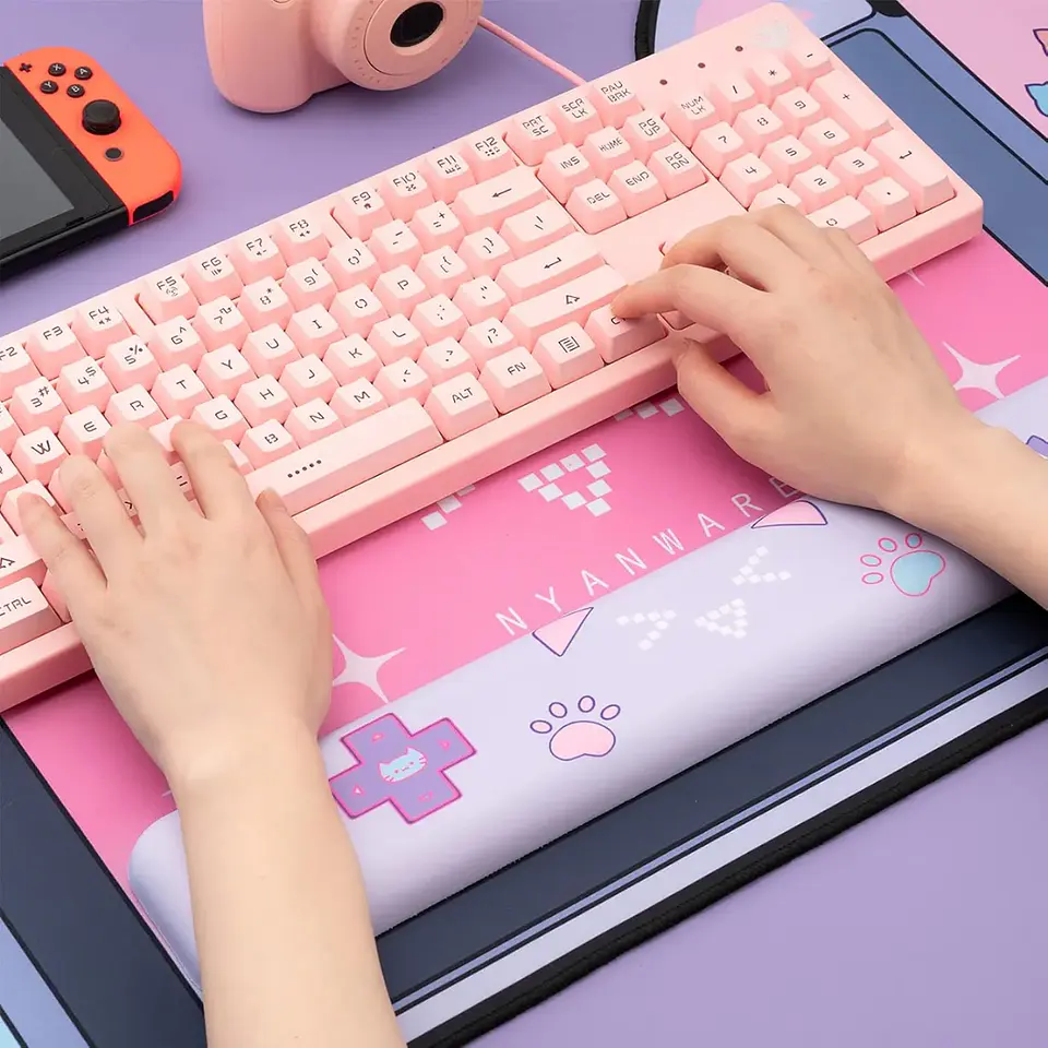 Set Mouse Pad + Reposa Muñecas Acolchada Newchine Gatito 2
