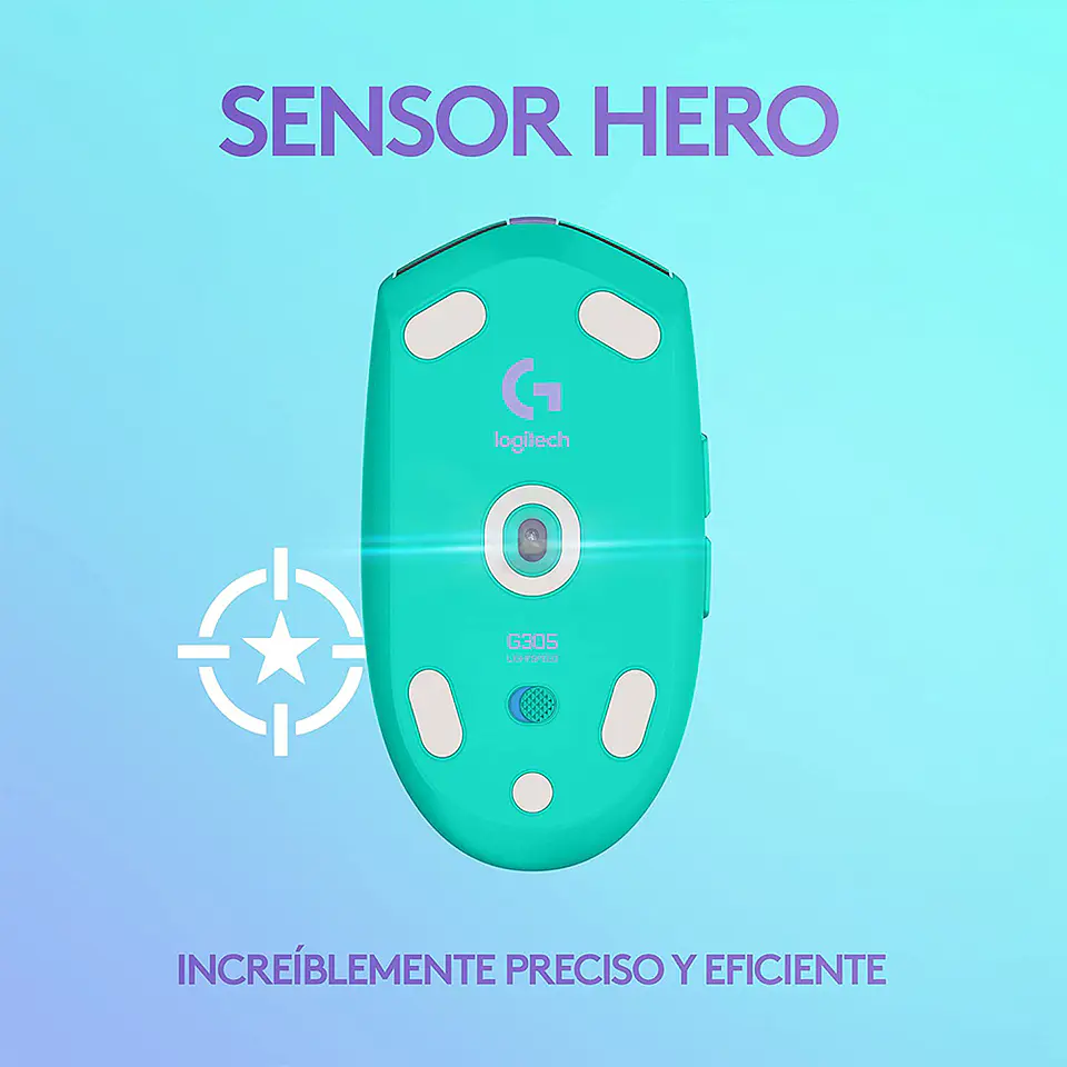 Mouse Gamer Inalámbrico Logitech G305 (1ms, 12.000DPI, 6 botones) - Menta 6
