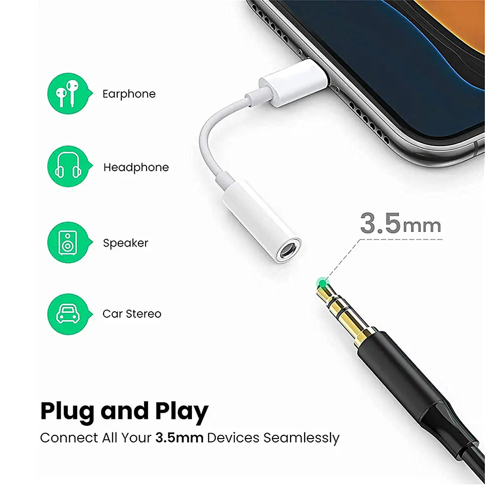 Adaptador Lightning iPhone A Jack 3.5mm Para Audífonos 5