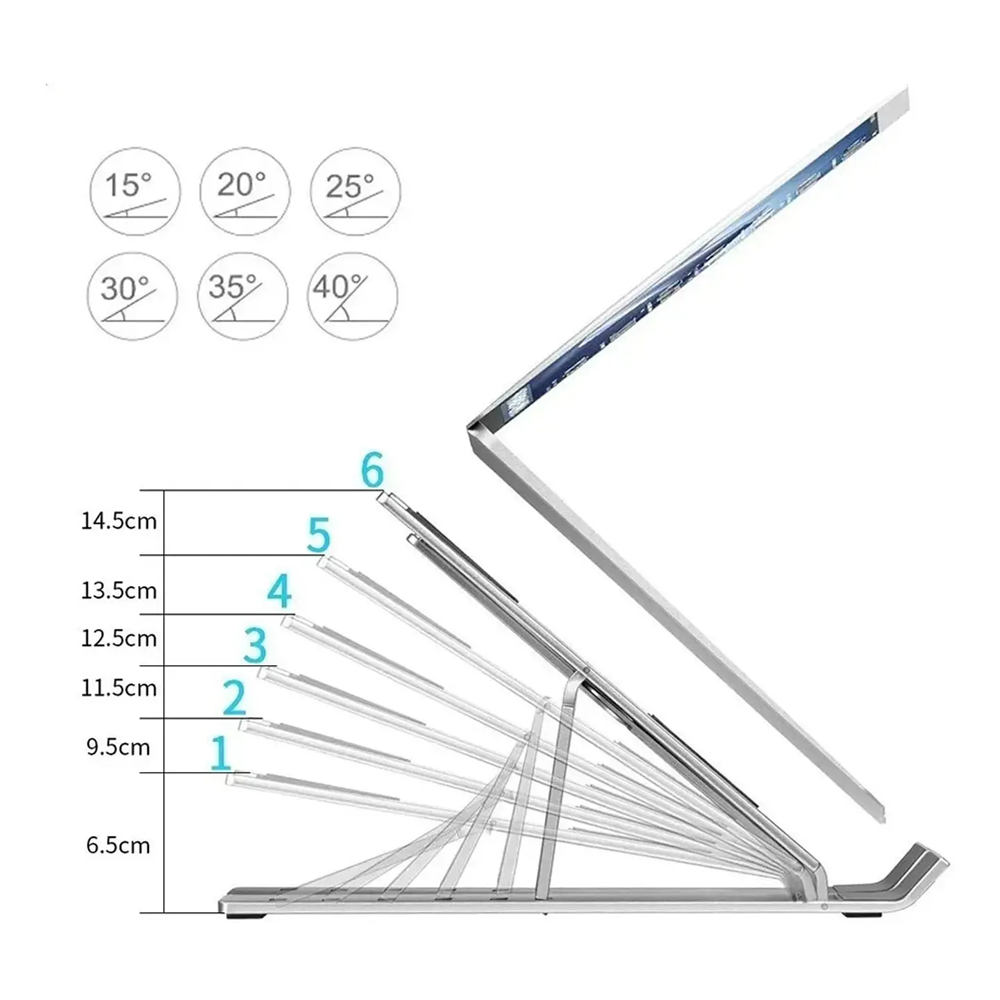 Soporte Plegable de Aluminio para Notebook, Macbook - Aluminio 2