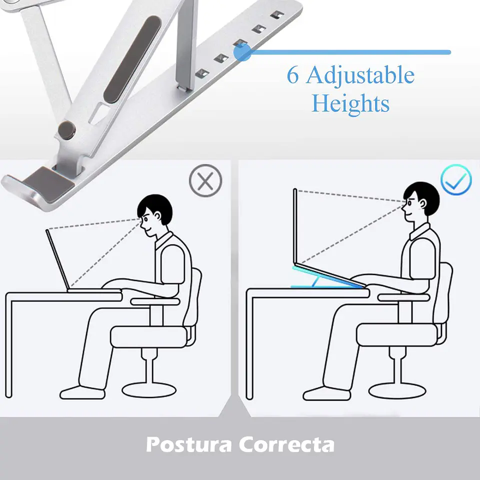 Soporte Plegable de Aluminio para Notebook, Macbook - Aluminio 3