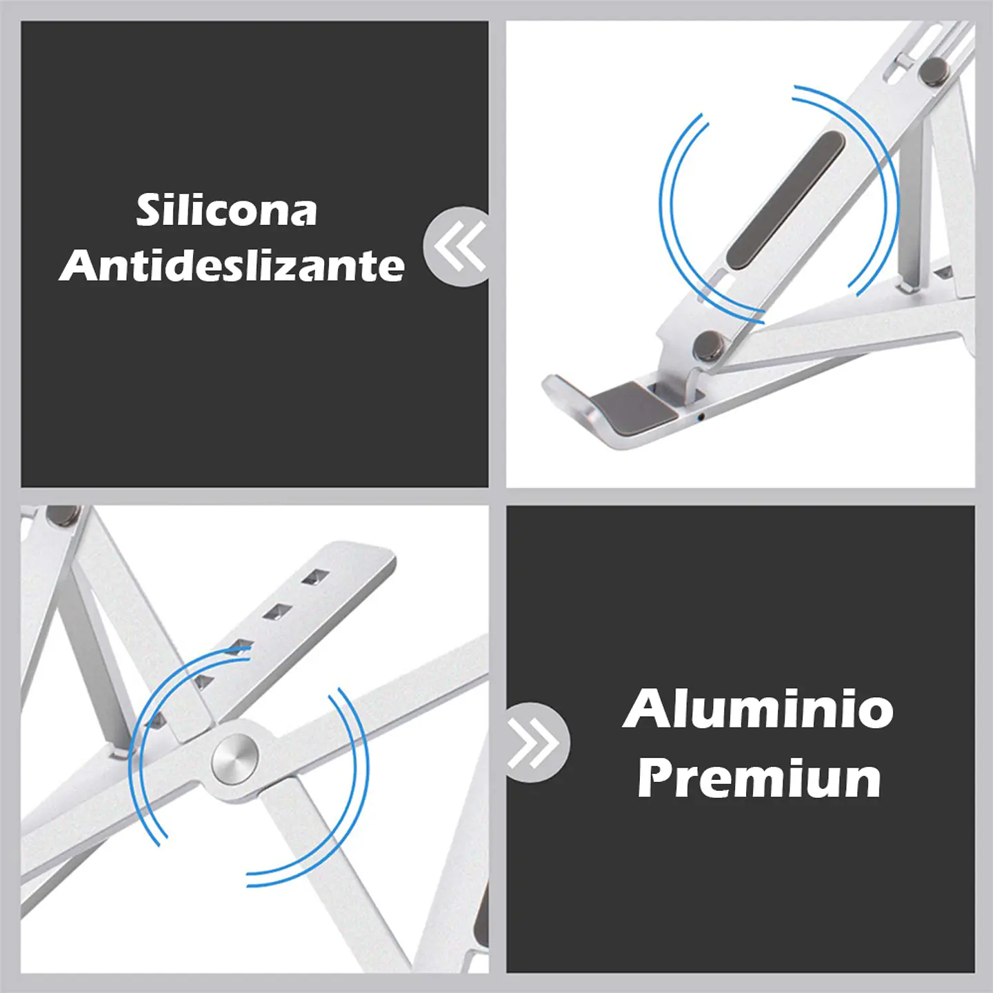 Soporte Plegable de Aluminio para Notebook, Macbook - Aluminio 4