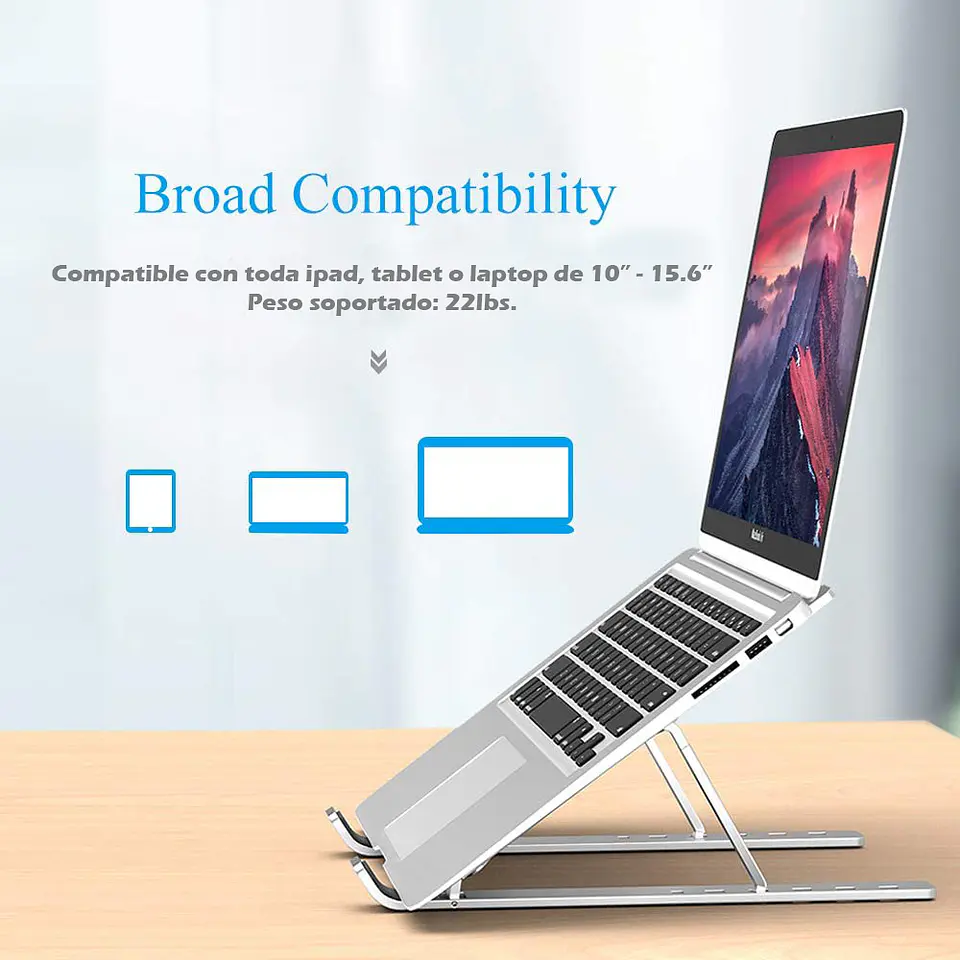 Soporte Plegable de Aluminio para Notebook, Macbook - Aluminio 6