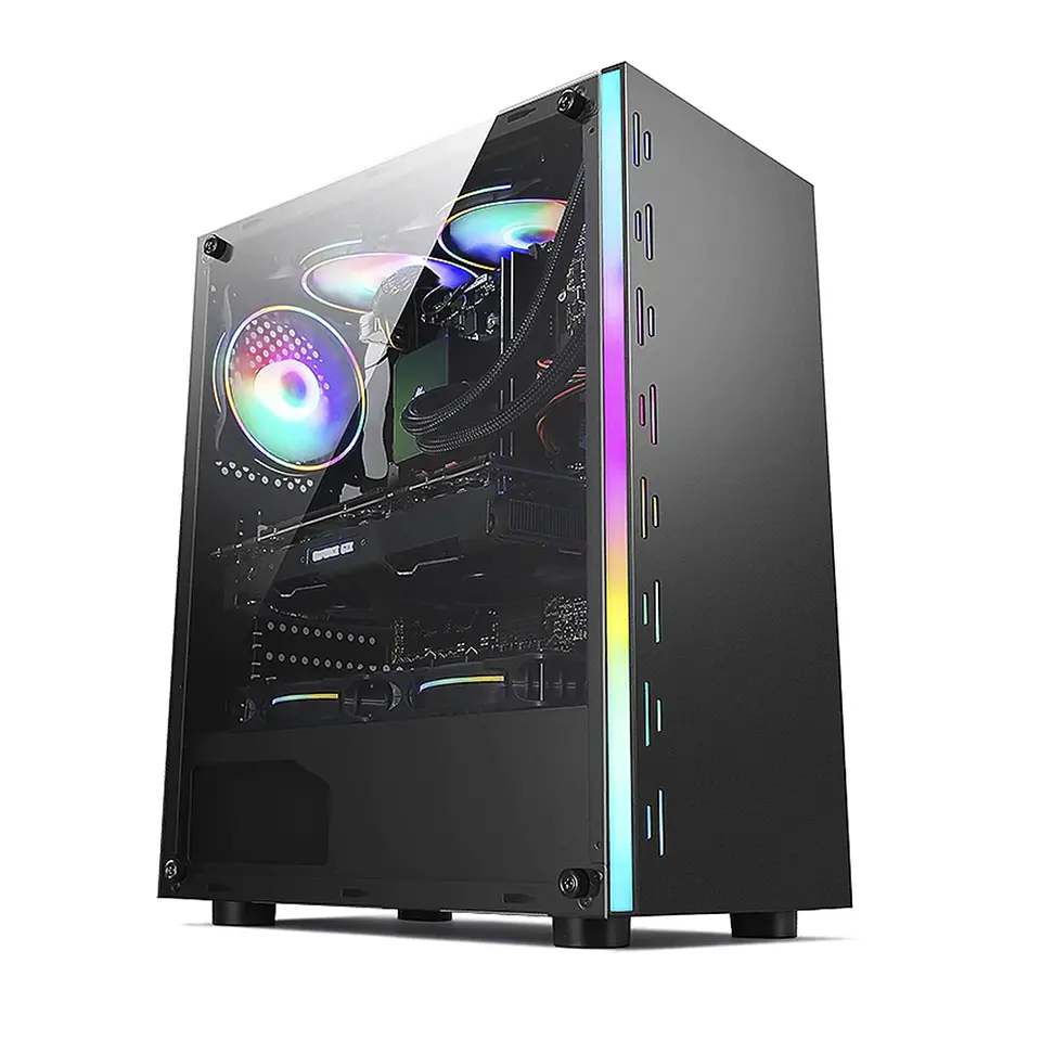 Gabinete Gamer ATX, Vidrio Templado, 3 Cooler RGB, Franja RGB 1