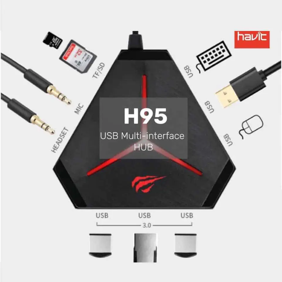 Adaptador Hub GameNote H95 - conecta fonos, teclado, mouse, SD a PC y consolas 1