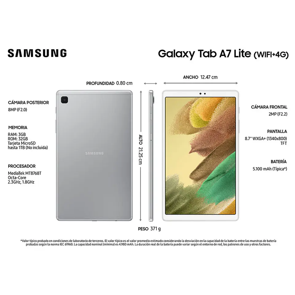 Tablet Samsung Galaxy A7 Lite - 4G/LTE (8.7