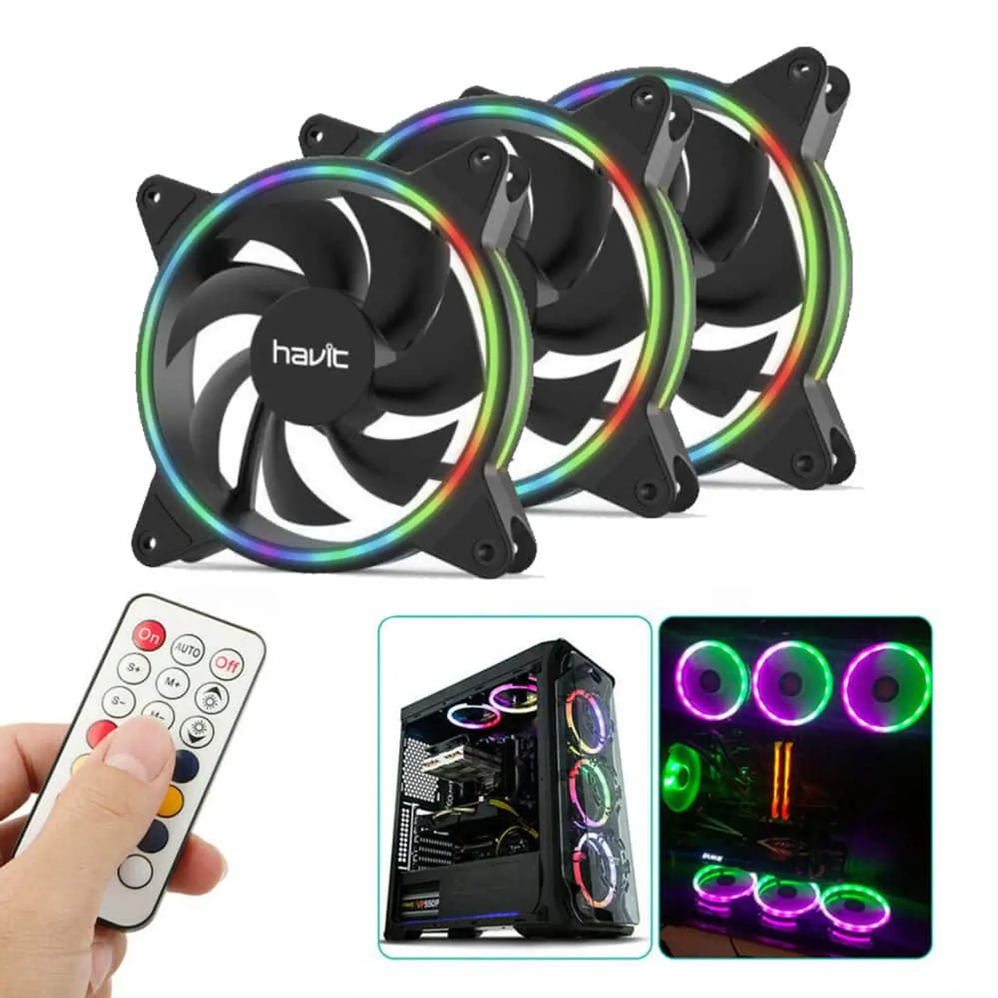 Pack 3 Ventiladores RGB Gamenote F2092 + Circuito+ control - para PC 1