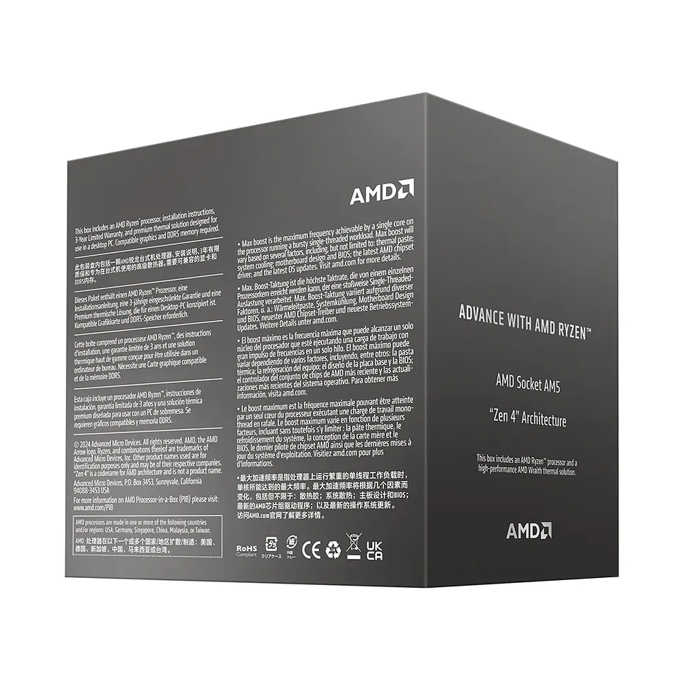 Procesador AMD Ryzen 7 8700F, 5GHz Max, 8core 16hilos, AM5 4