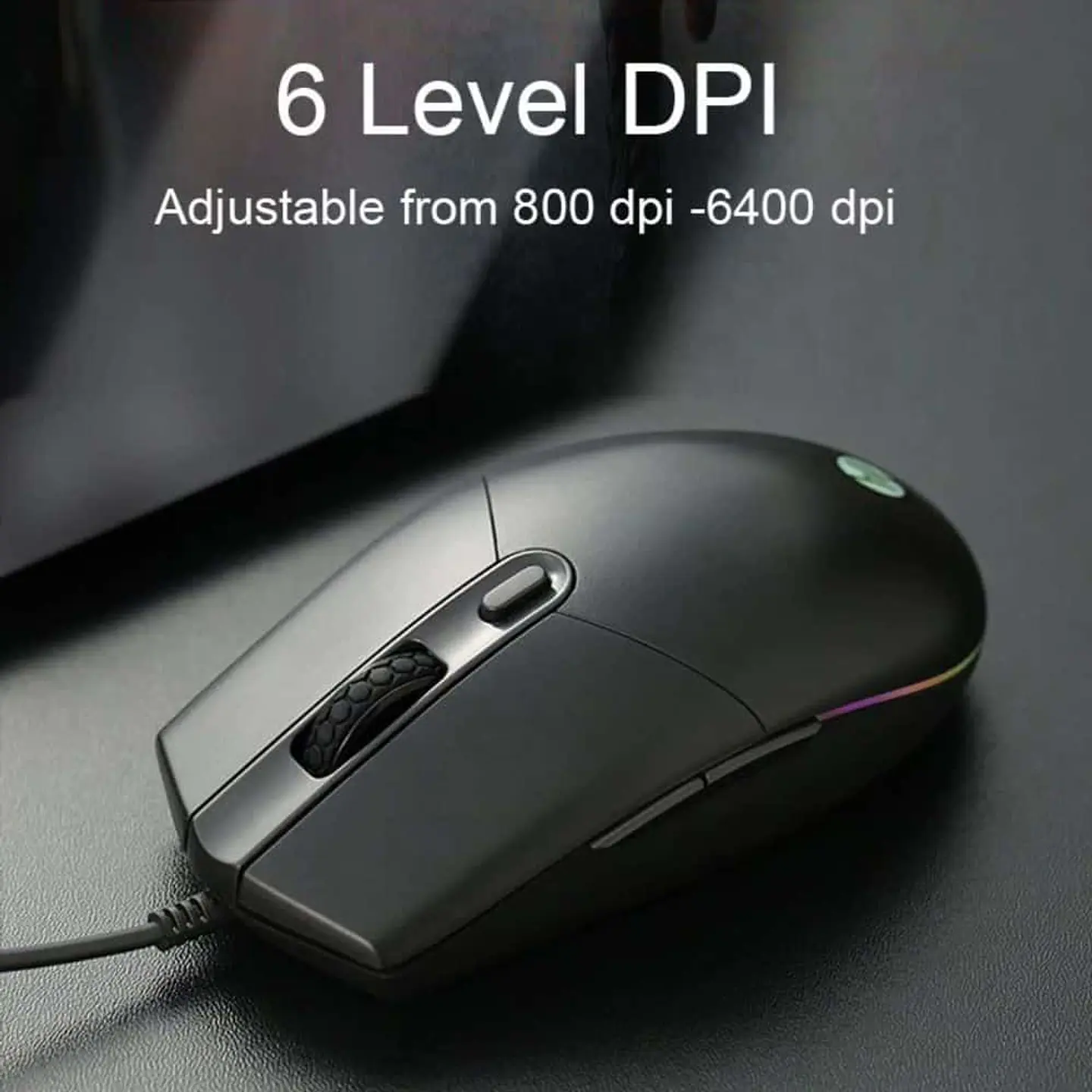 Mouse Gamer HP - M260, dpi ajustable hasta 6400 3