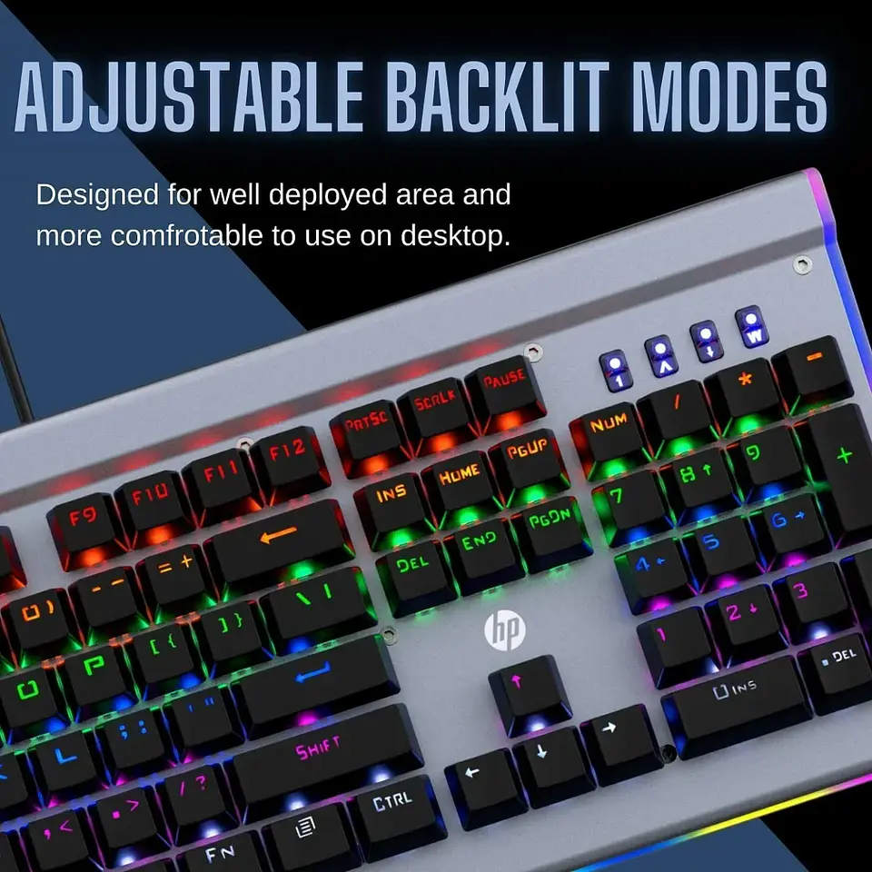 Teclado gamer mecánico HP - RGB GK520, black switch 7