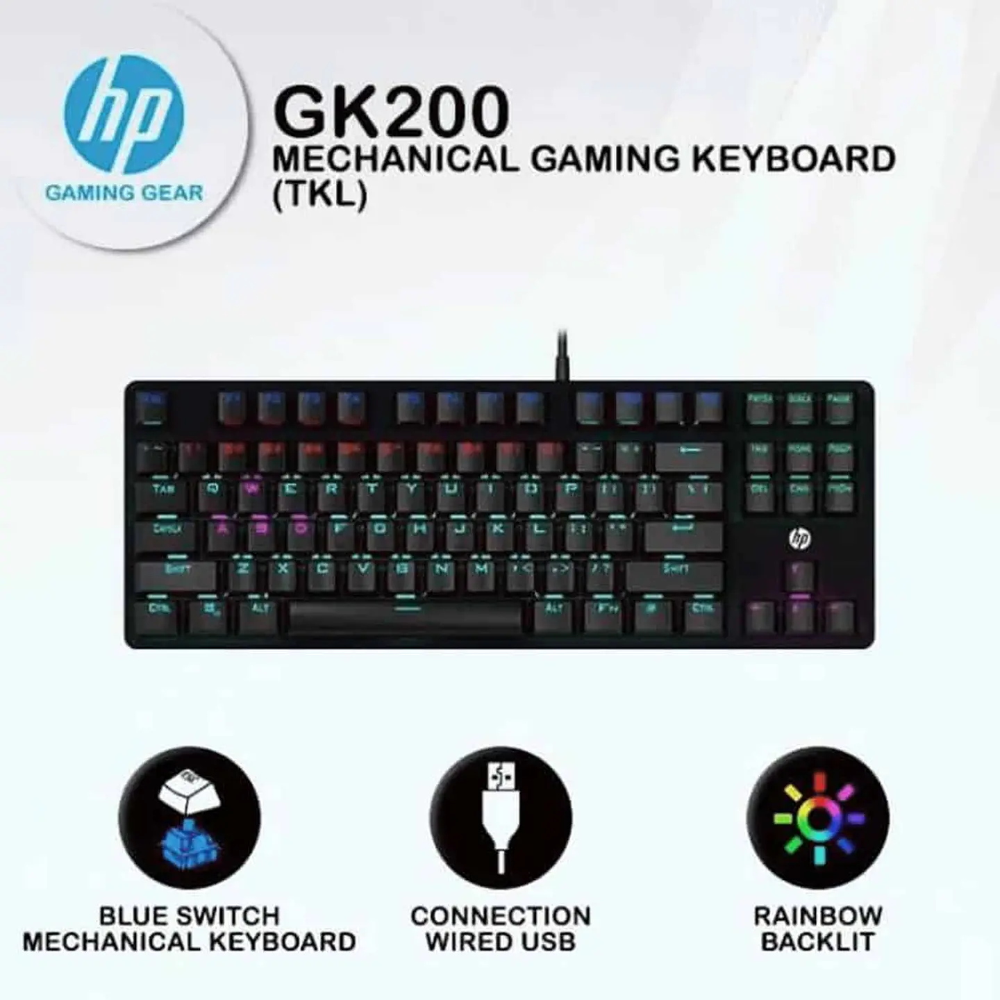 Teclado gamer mecánico HP, RGB, GK200 3