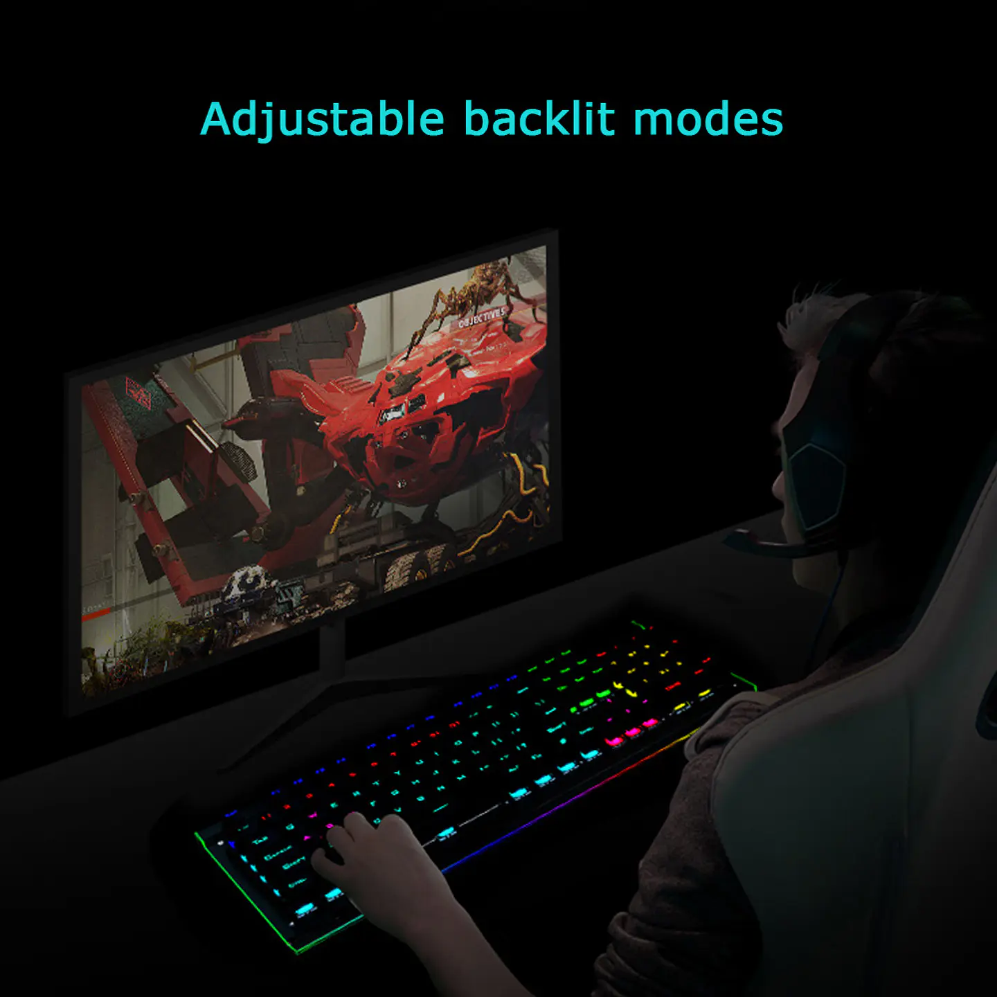 Teclado gamer mecánico HP - RGB GK520, black switch 8