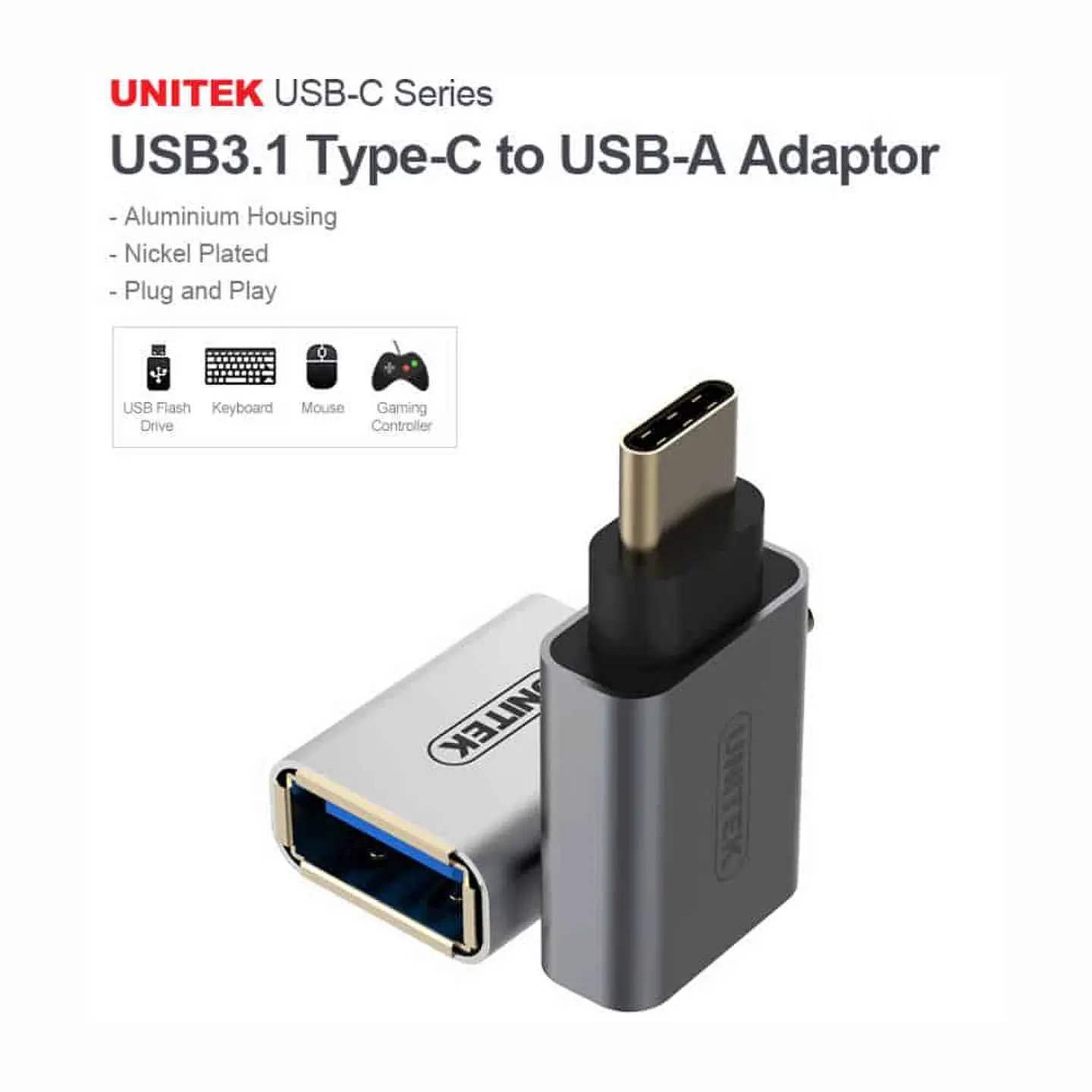 Adaptador Unitek OTG USB-C, 3.1 Tipo C A Usb Hembra 1