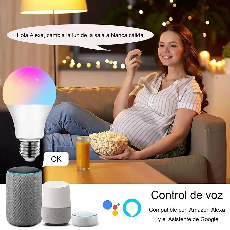 Kit 3 Ampolleta Led E27 Wifi Inteligentes Rgb, Iluminación Hogar 5