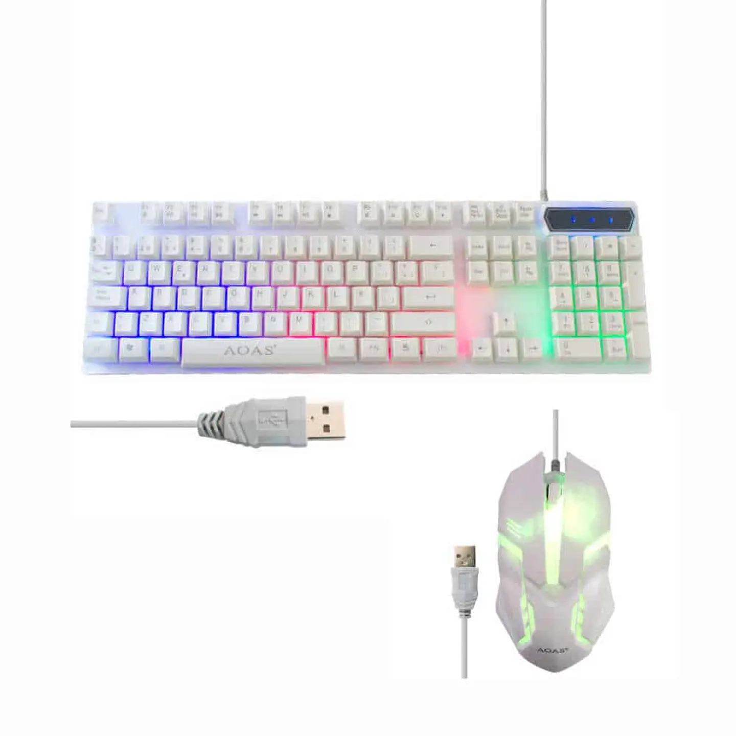 Kit gamer AOAS teclado y mouse, M-400, blanco 1