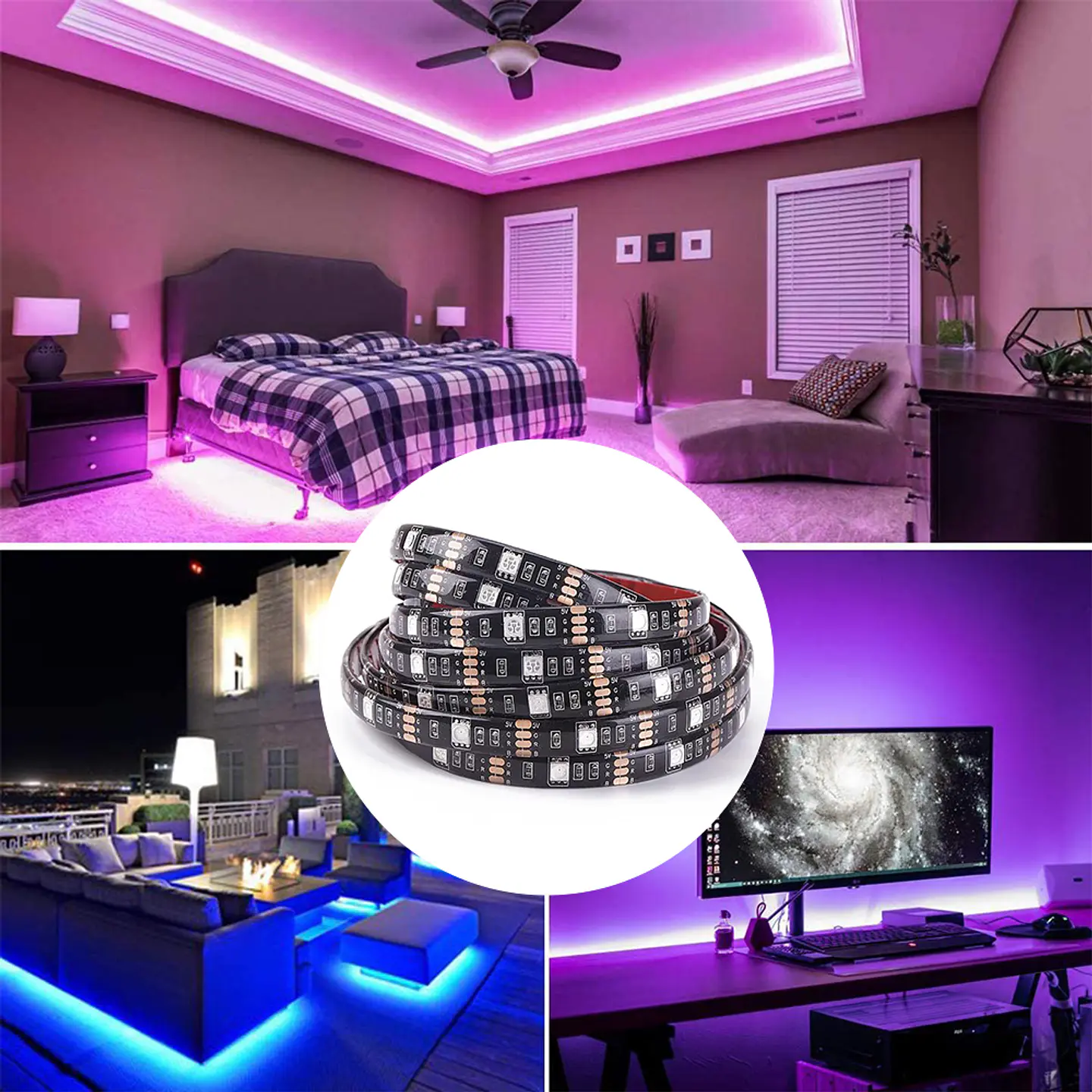 Cinta Tira Luces Led Rgb 5050 5mts Usb Bluetooth App, Tv Pc 3