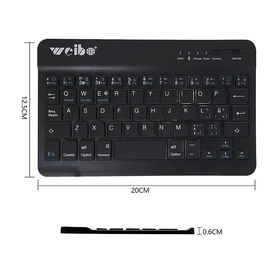 Teclado Bluetooth Inalámbrico Qwerty Recargable (Tablet, Pc, iOS, Android) 3