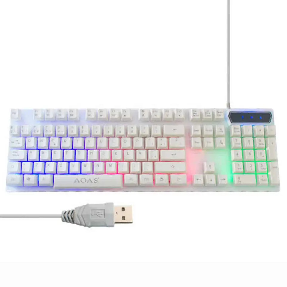 Kit gamer AOAS teclado y mouse, M-400, blanco 2