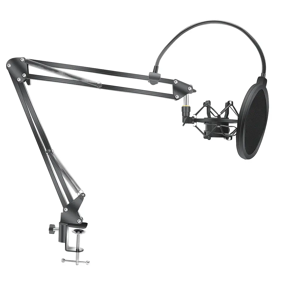 Kit Profesional Brazo Microfono Antipop Soporte Araña Studio 1