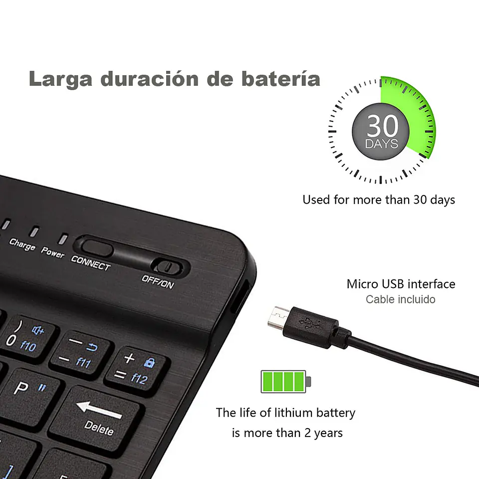 Teclado Bluetooth Inalámbrico Qwerty Recargable (Tablet, Pc, iOS, Android) 4