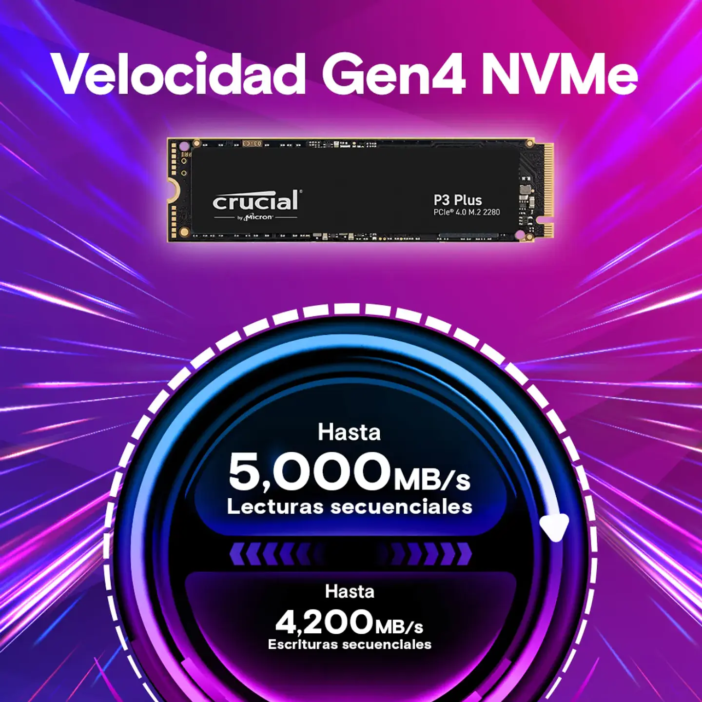 Disco Solido SSD Crucial P3 PLUS 4TB M.2 PciE-4 4800MB/s 2