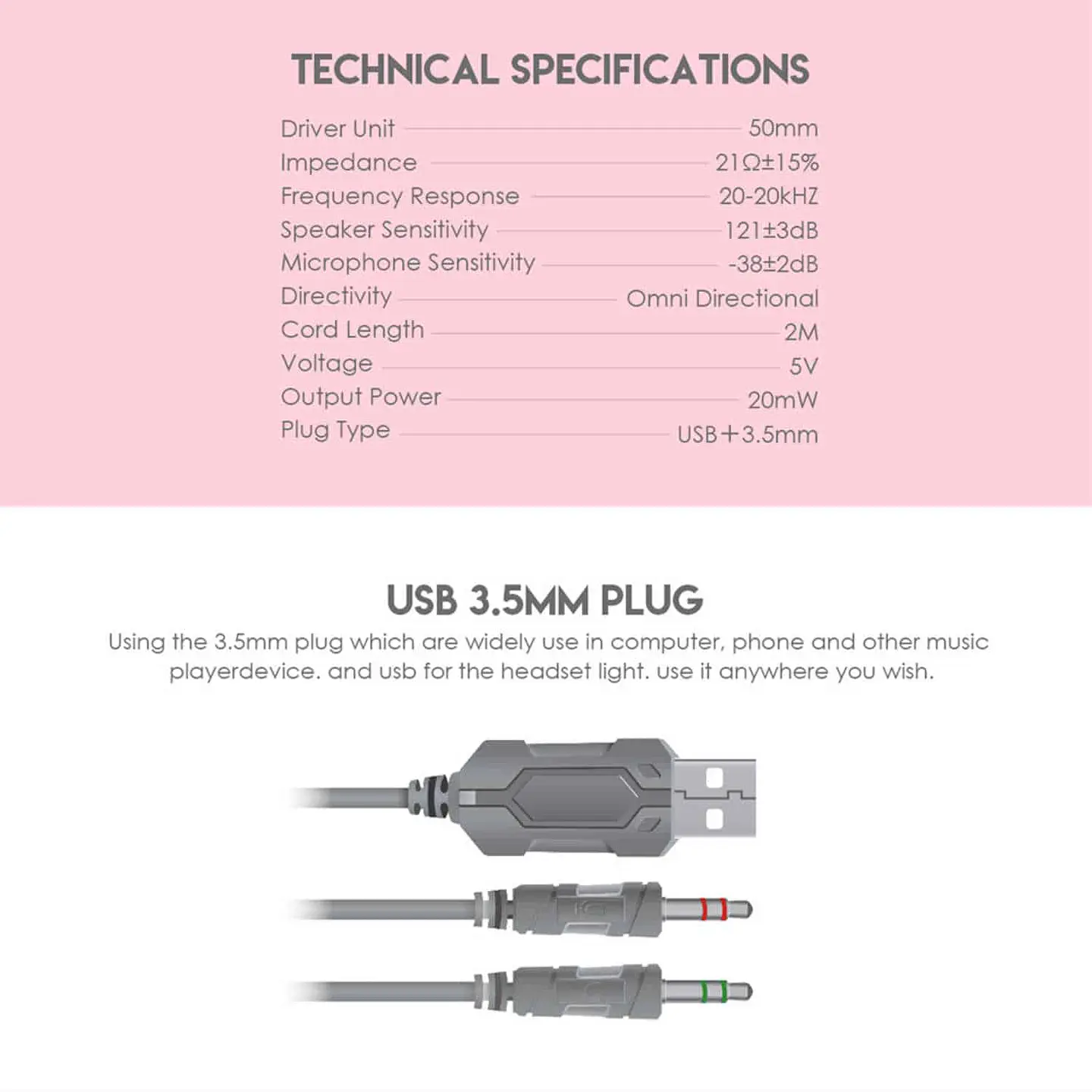 Audífonos gamer Fantech HG20 Chief II - Sakura Edition 5