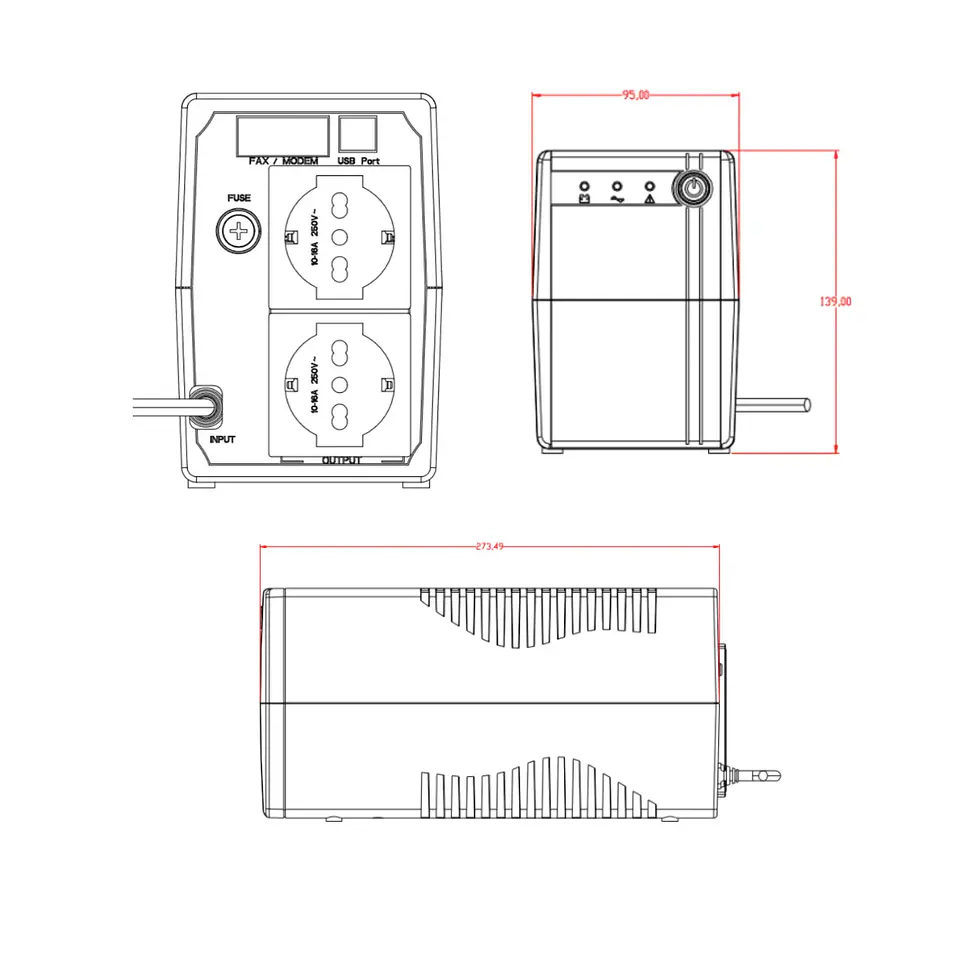 UPS HIKVISION DS-UPS1000 Interactiva 1000VA / 600W, 3