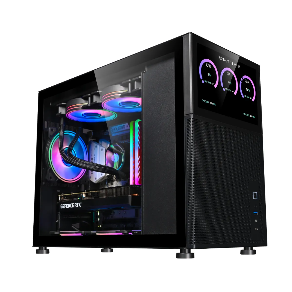 Gabinete Kronos Magic Pantalla Modular mATX USB 3.0 Vidrio Negro