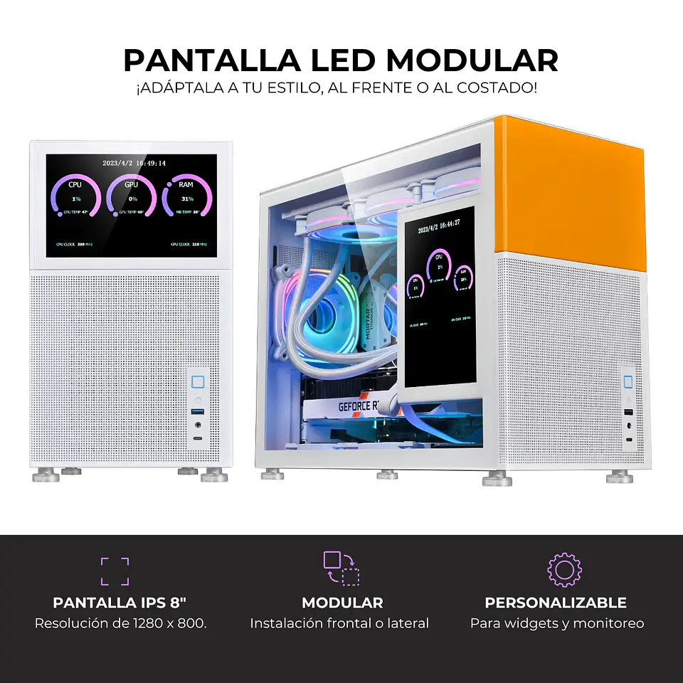 Gabinete Kronos Magic Pantalla Modular mATX USB 3.0 Vidrio Blanco 5