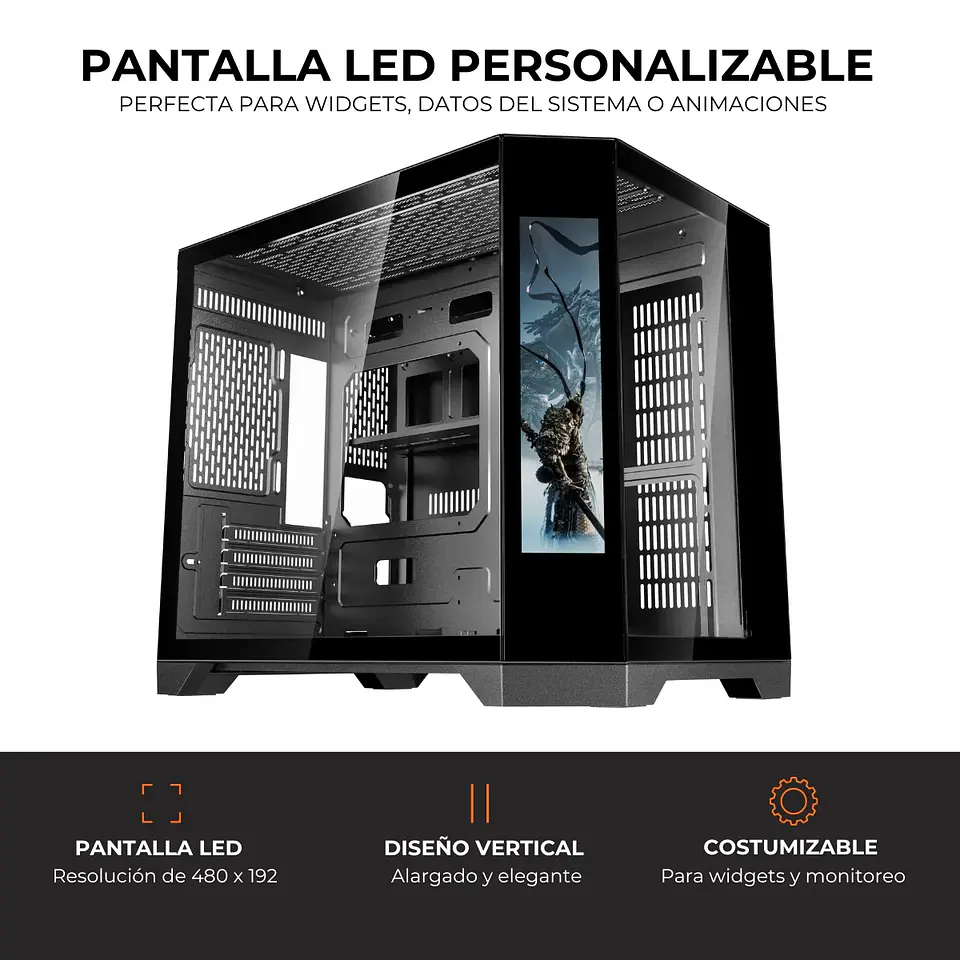 Gabinete Kronos Dreamer Pantalla LED Micro-ATX Vidrio Temp USB 3.0 5