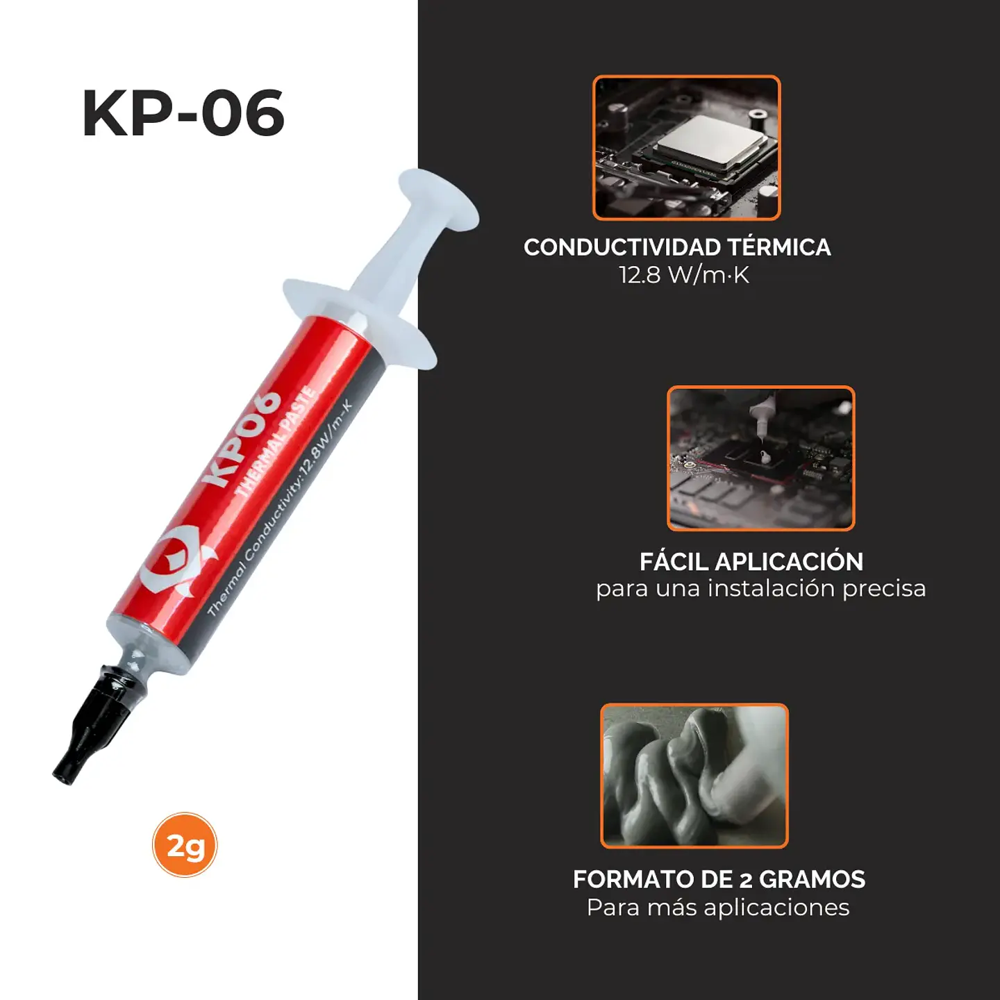 Pasta térmica kronos KP-06 2g Alta Conductividad 12,8 W 3