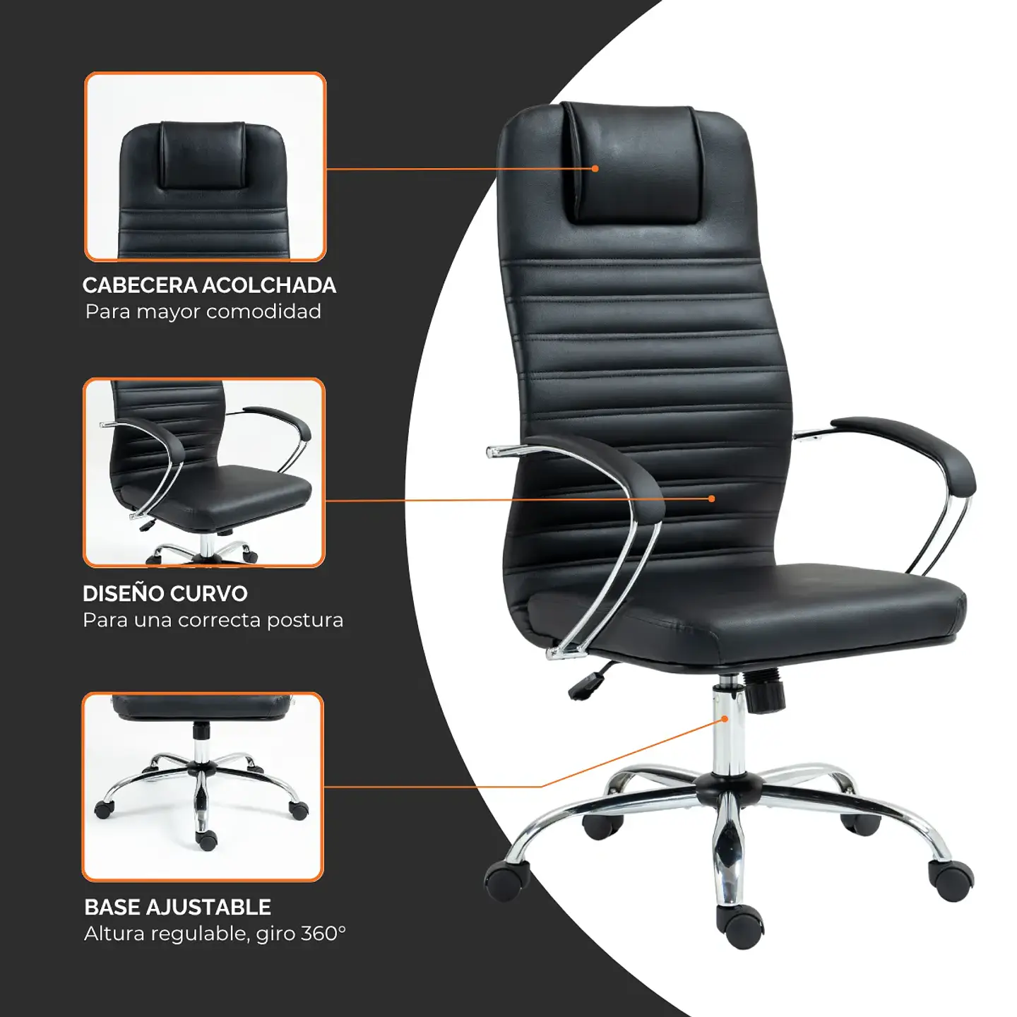 Silla Escritorio Oficina Vanto Ejecutiva Ajustable Cuero Pu 3