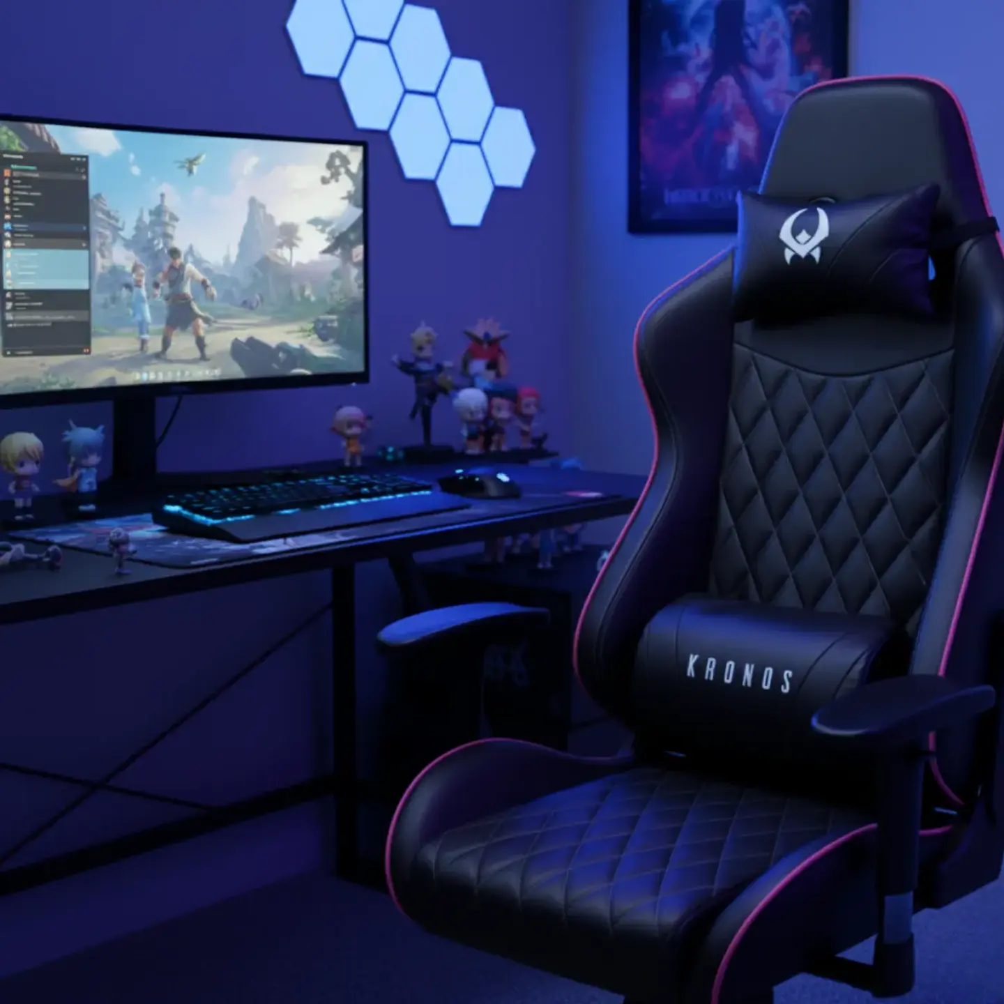 Kit Cojín Kronos Soporte Lumbar y Cervical  para Silla Gamer 2