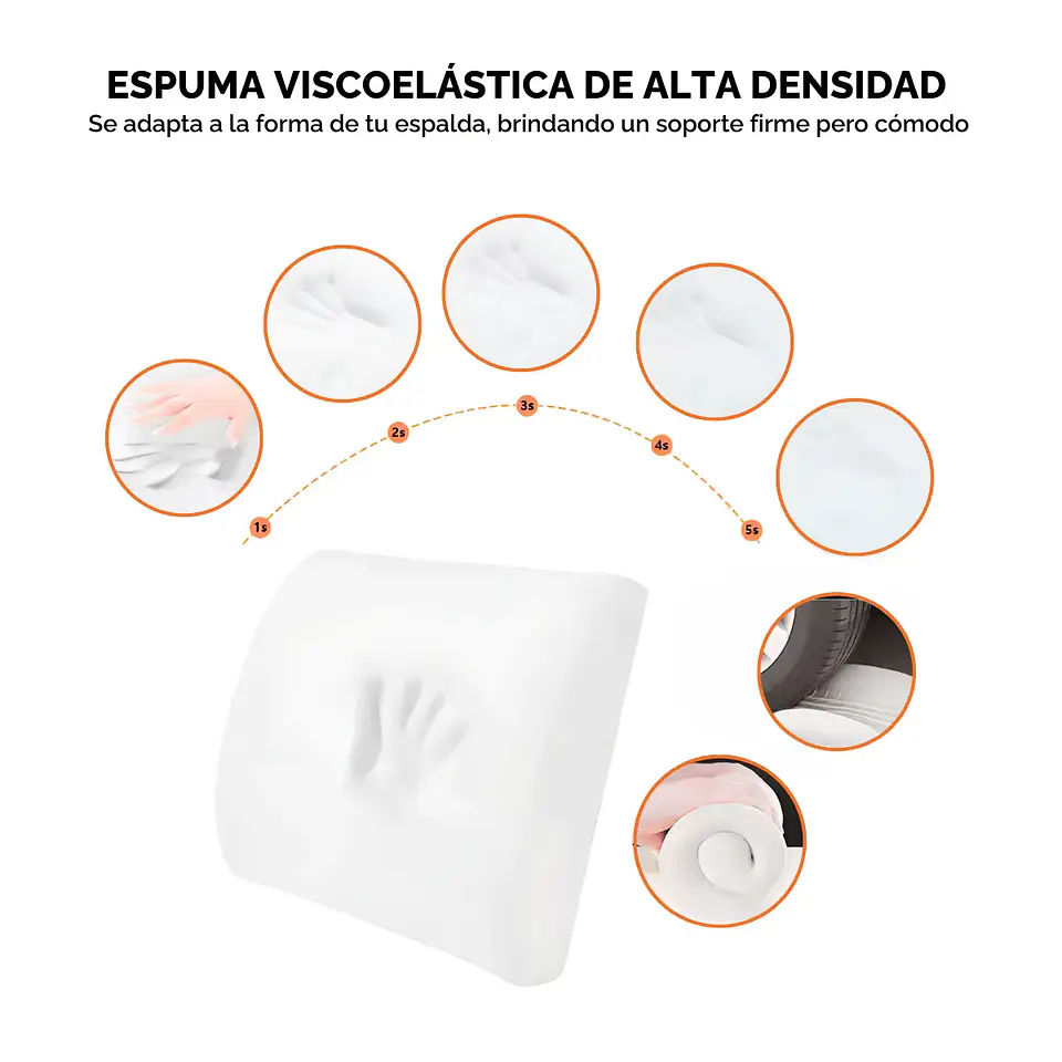Cojín Lumbar Kronos Gamer Memory Foam Silla Asiento Automóvil 4