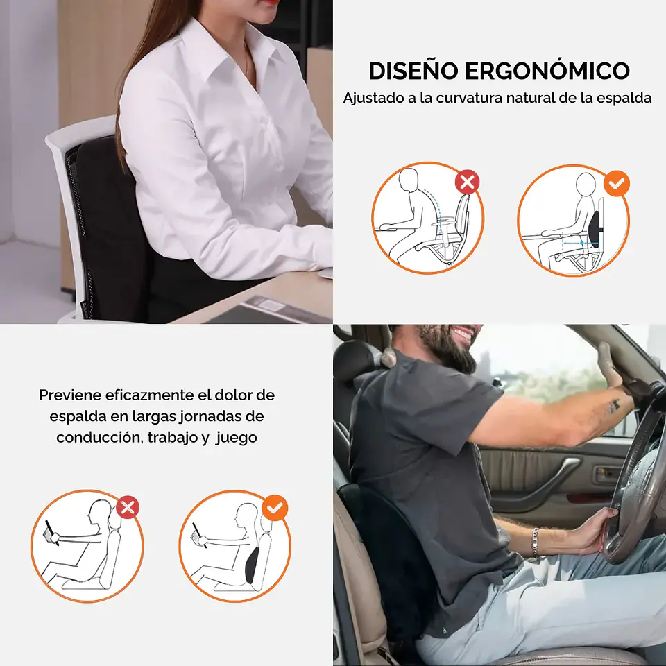 Cojín Lumbar Kronos Gamer Memory Foam Silla Asiento Automóvil 5
