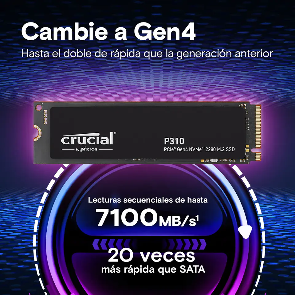 Unidad SSD Crucial P310 1TB NVMe M.2 PCIe 4.0, 7100 MB/s 2