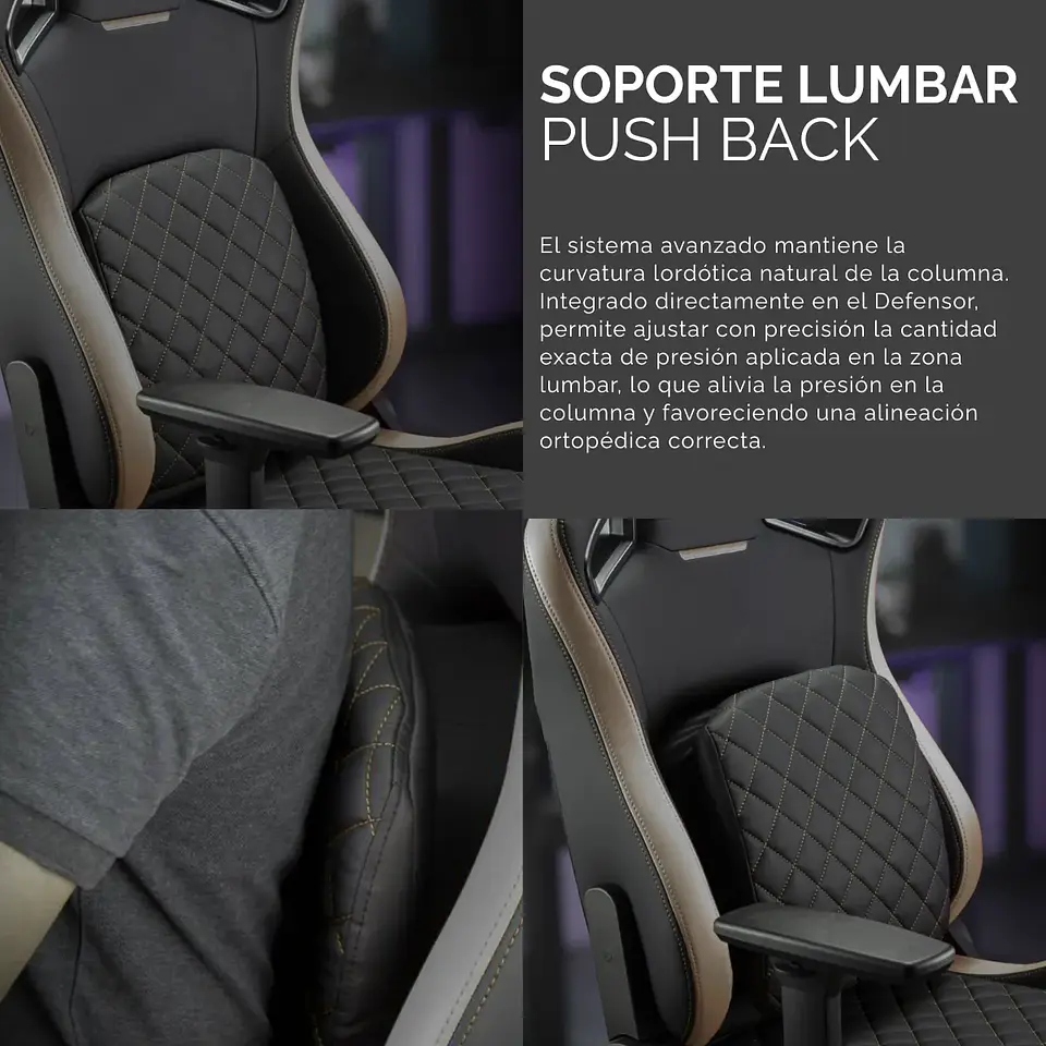Silla Gamer Gougar Defensor Gold Brazos 4D 155°, Lumbar PushBack 6