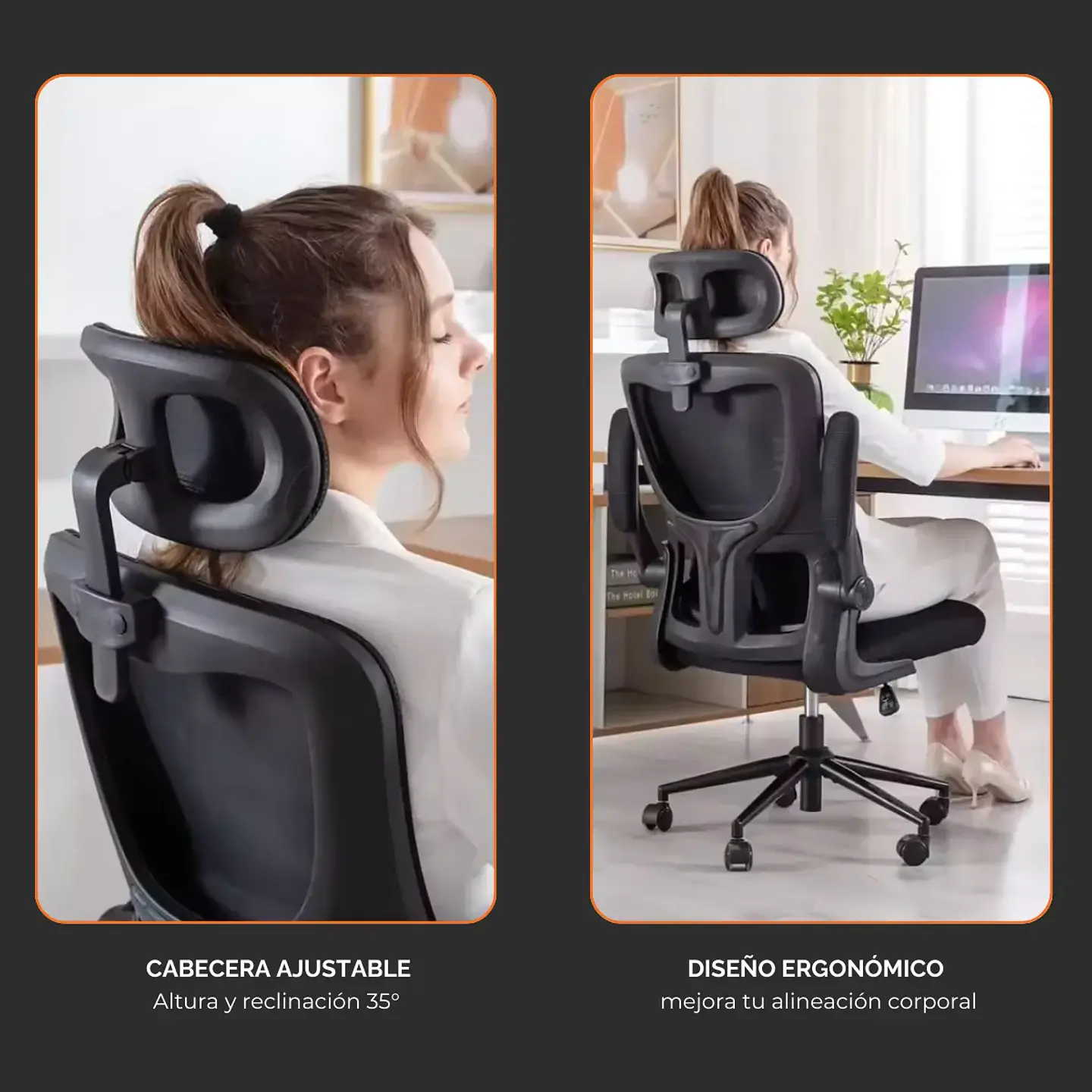 Silla De Escritorio Vanto Element Ergonómica con Cabecera y Soporte Lumbar 5