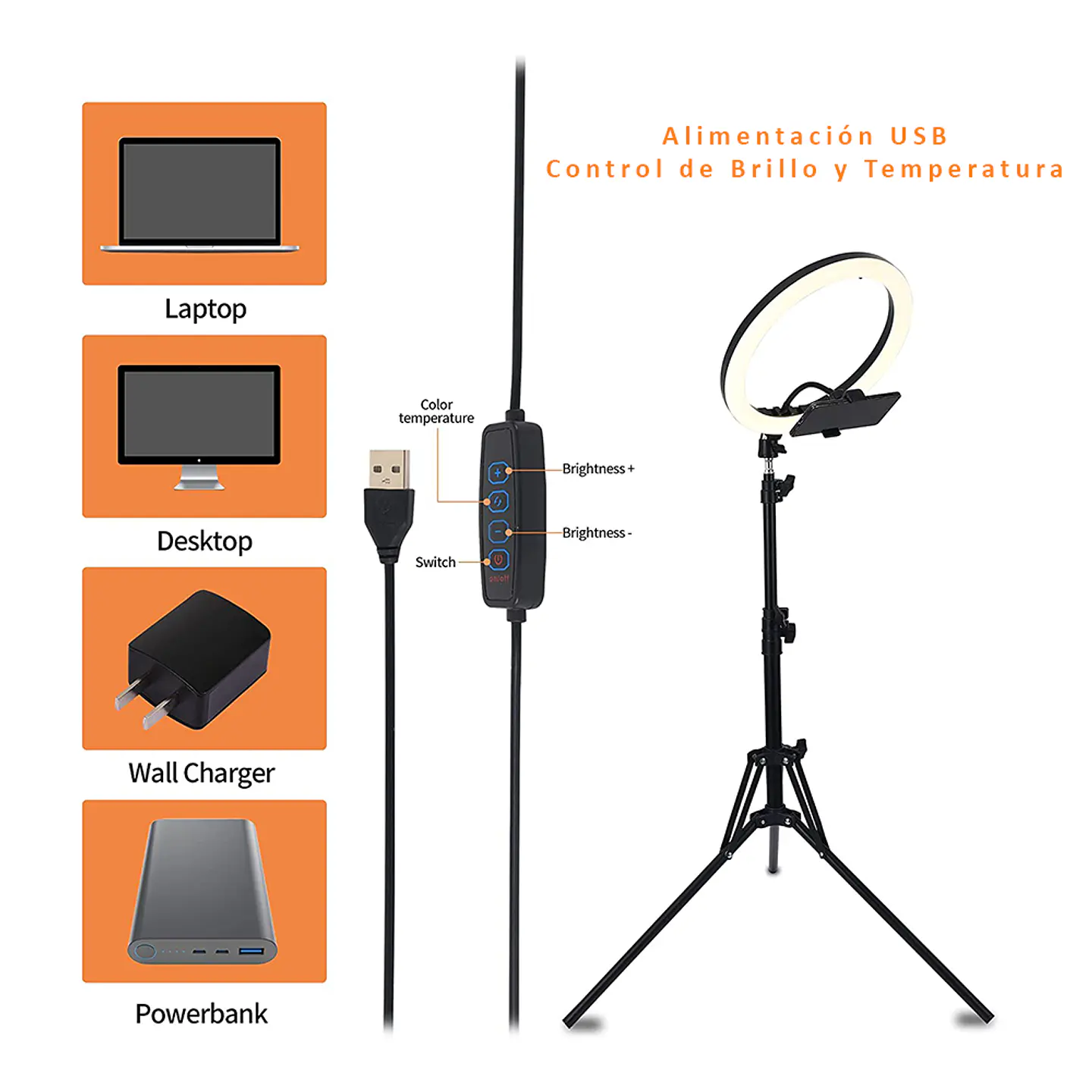 Aro De Luz Led Profesional 26cm + Trípode Reforzado 1.65cm 2