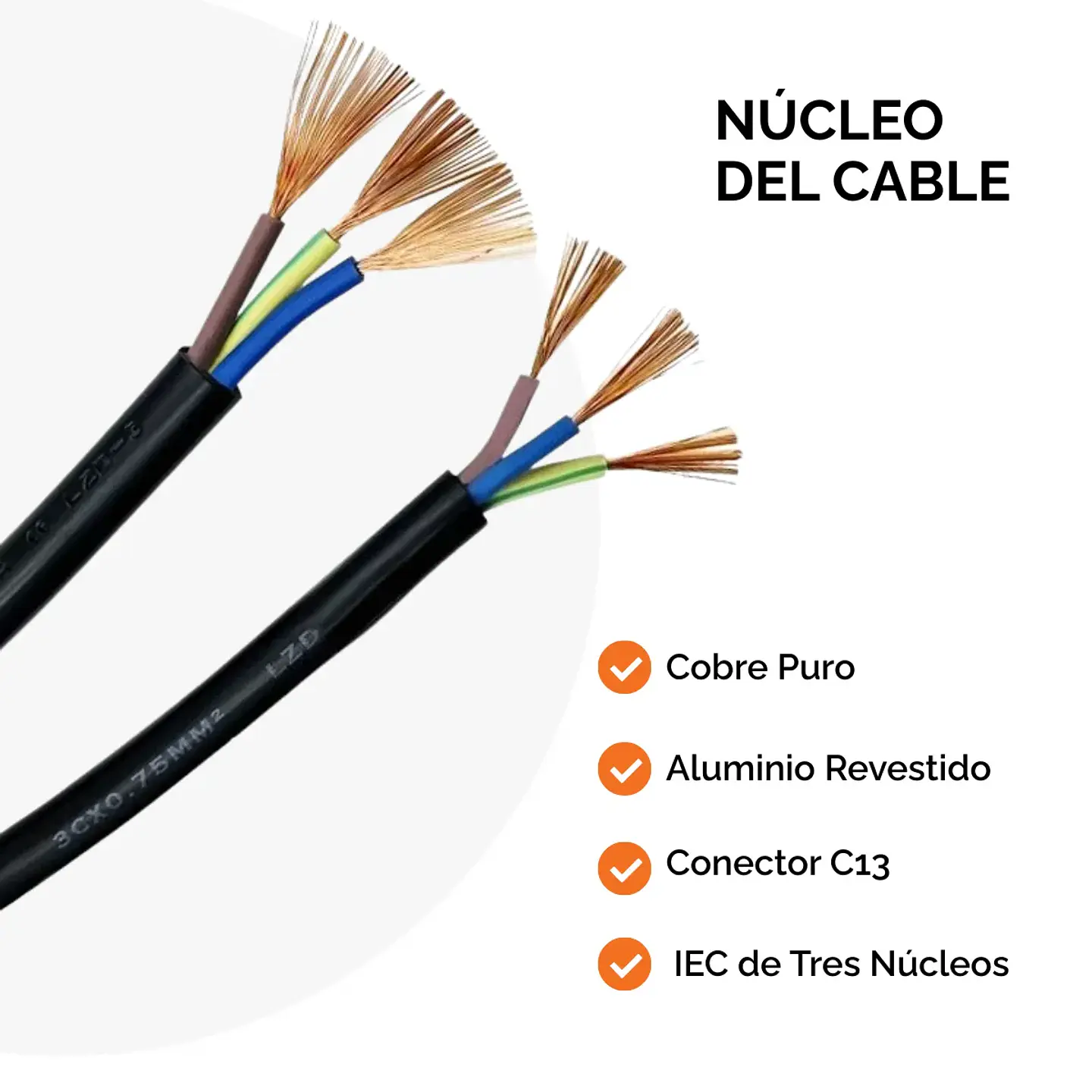 Cable de Poder para PC 1.8Mts Cobre C13 3Am/5Amp 220V Nacional 3