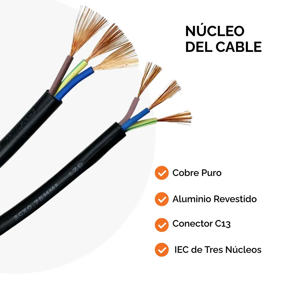 Cable de Poder para PC 1.8Mts Cobre C13 3Am/5Amp 220V Nacional 3
