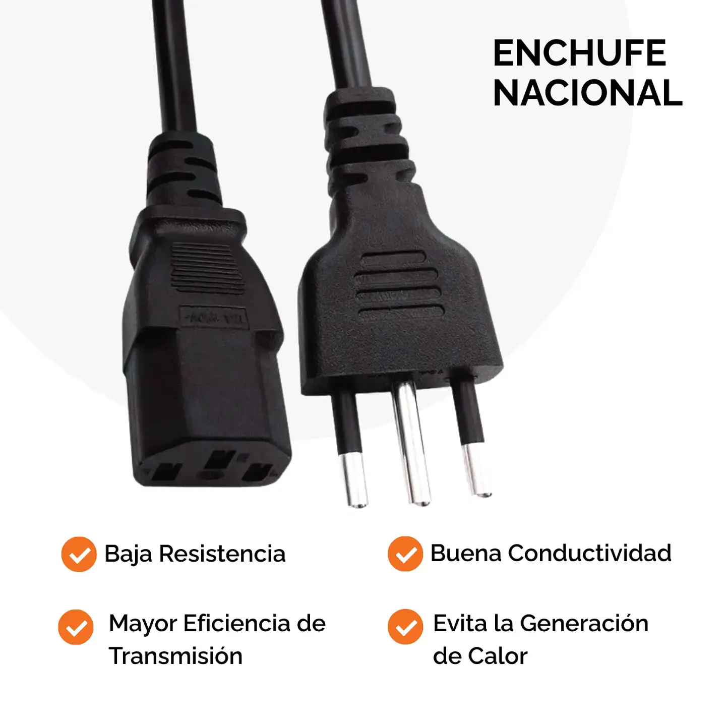 Cable de Poder para PC 1.8Mts Cobre C13 3Am/5Amp 220V Nacional 4