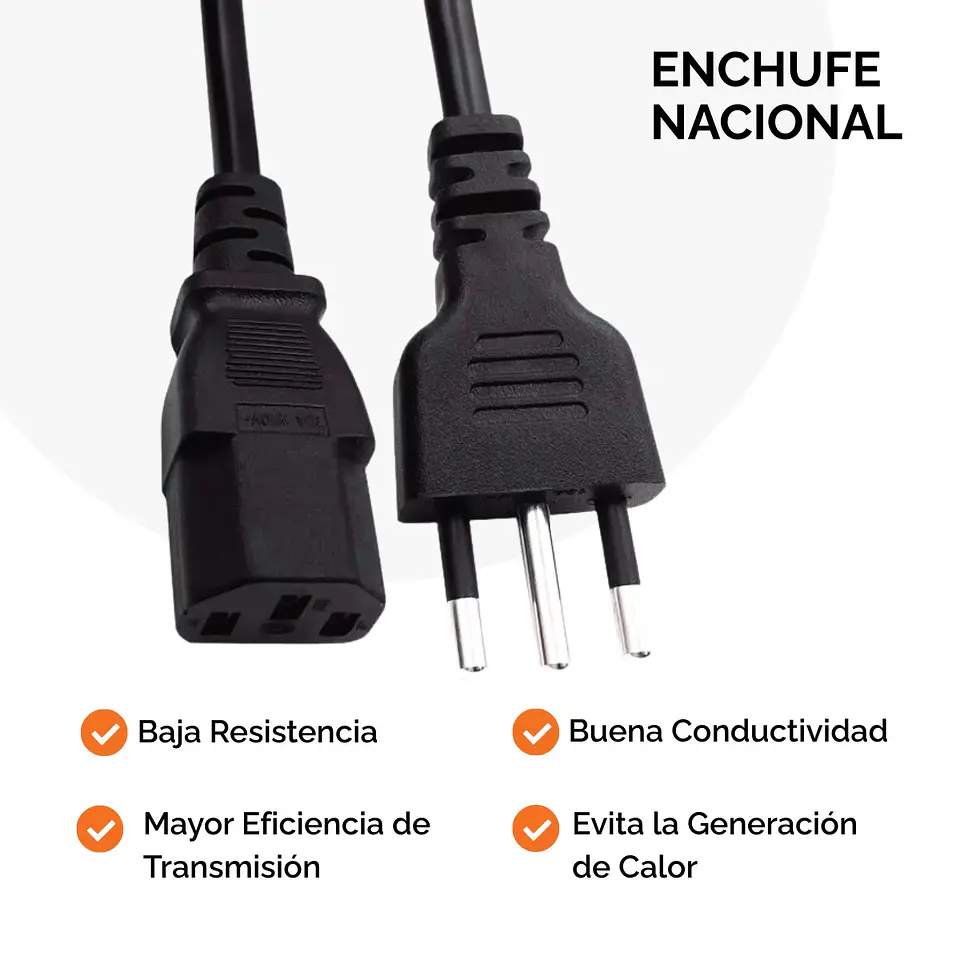 Cable de Poder para PC 1.8Mts Cobre C13 3Am/5Amp 220V Nacional 4
