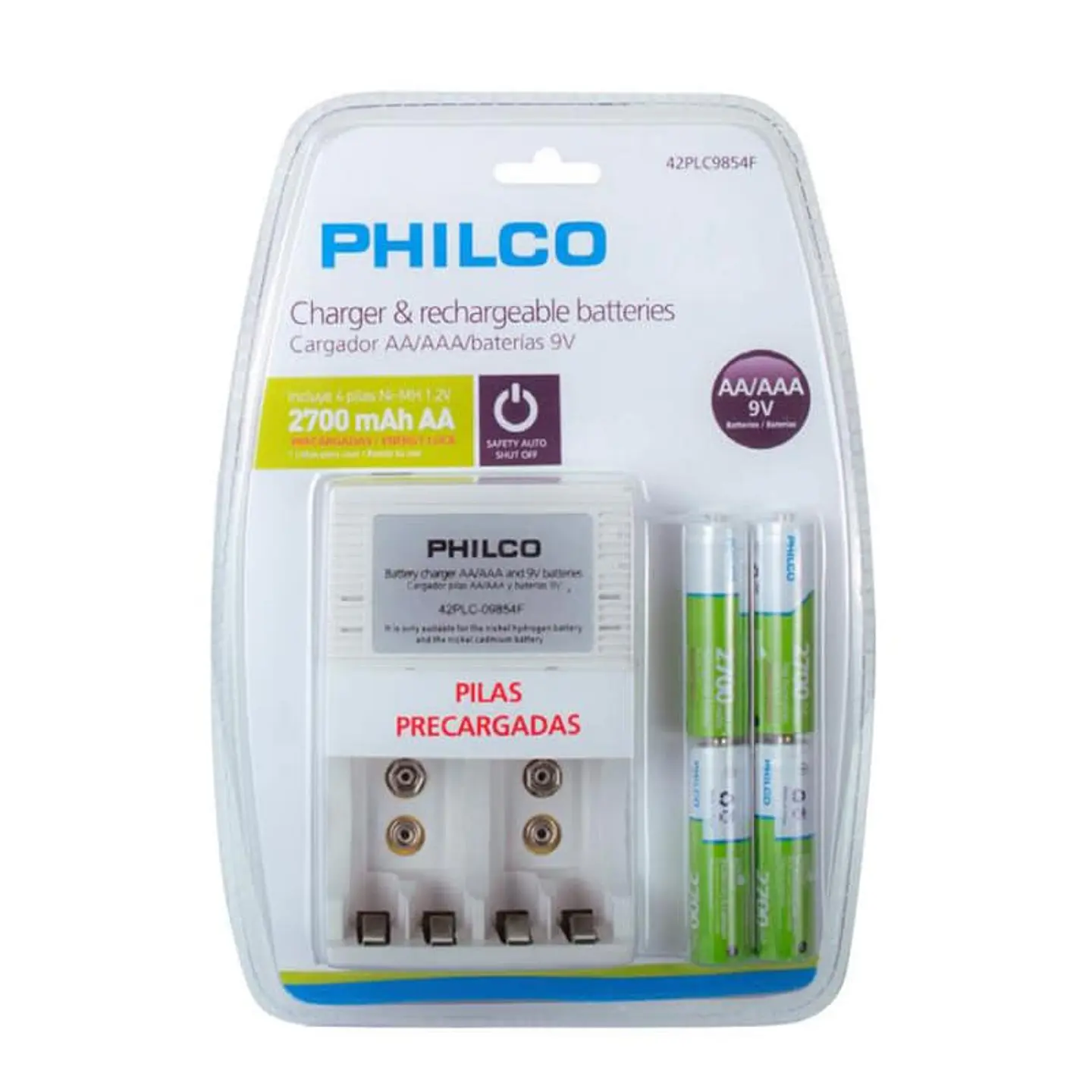 Cargador con 4 Pilas AA 2700 Mah Pre-Cargadas 1