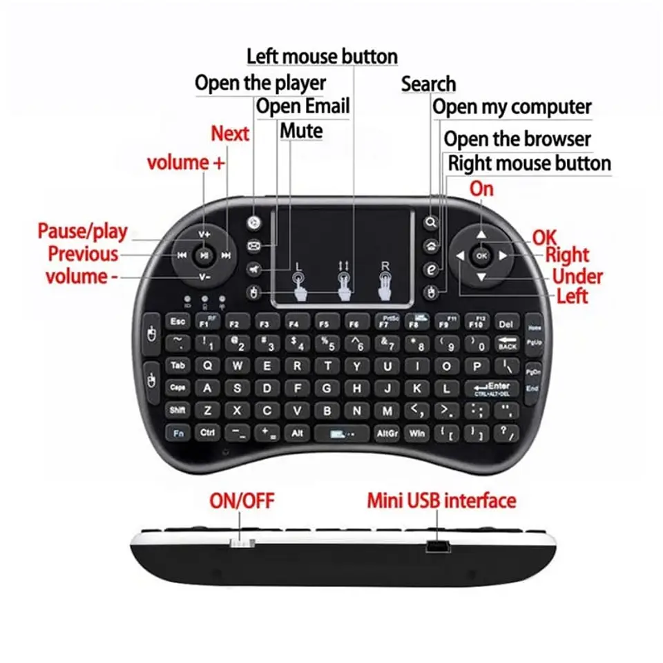Teclado Inalambrico Smart Tv Box Pc, Control Tv 3