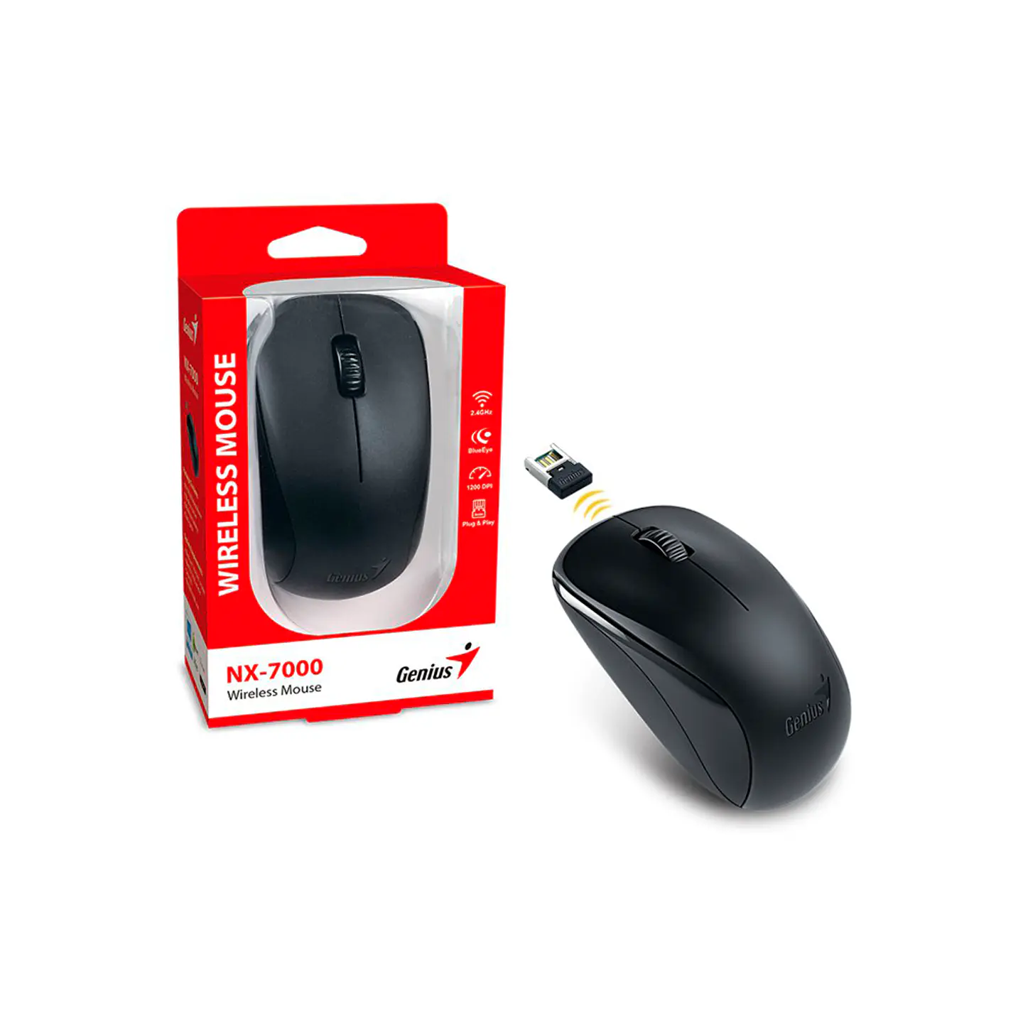 Mouse Inalámbrico Wireless Genius NX-7000, receptor USB, BlueEye, Negro 5